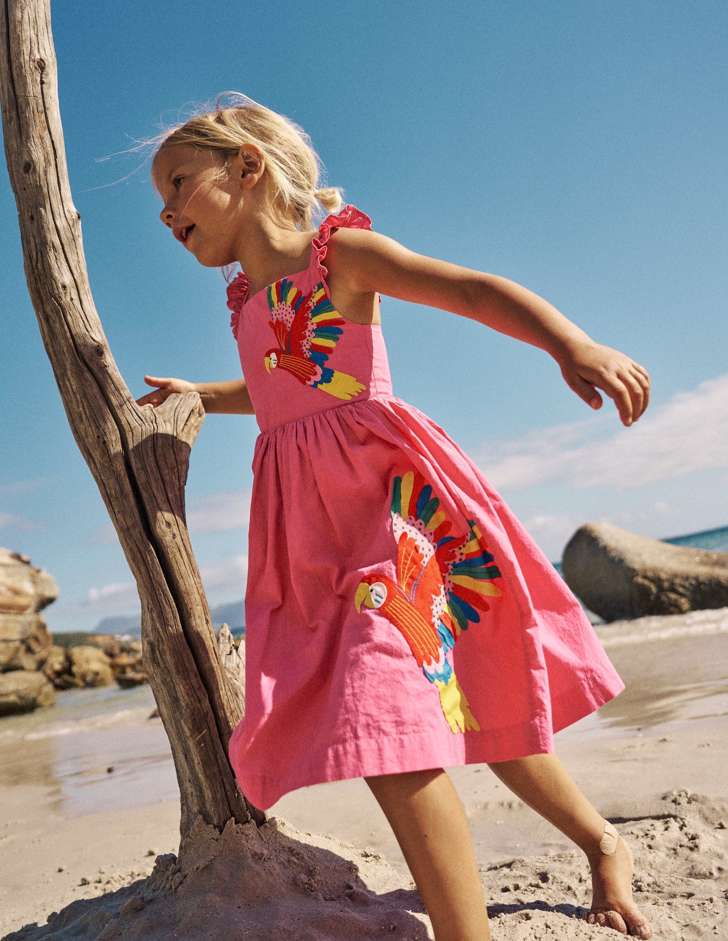 Annalisa Appliqué Sundress-Sorbet Pink Birds