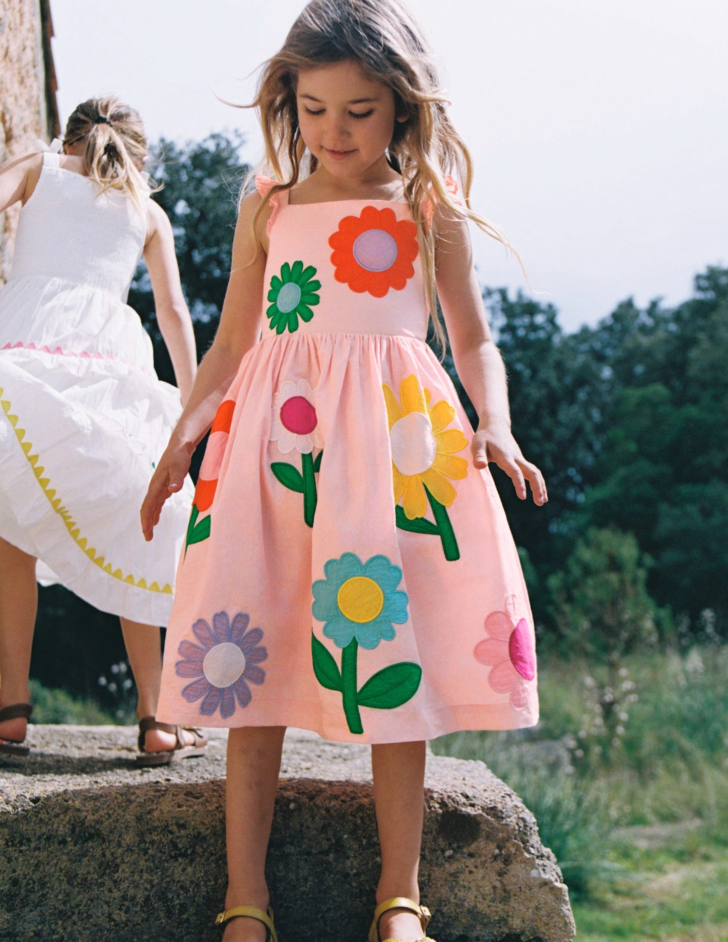 Annalisa Appliqué Sundress-Pink Flower