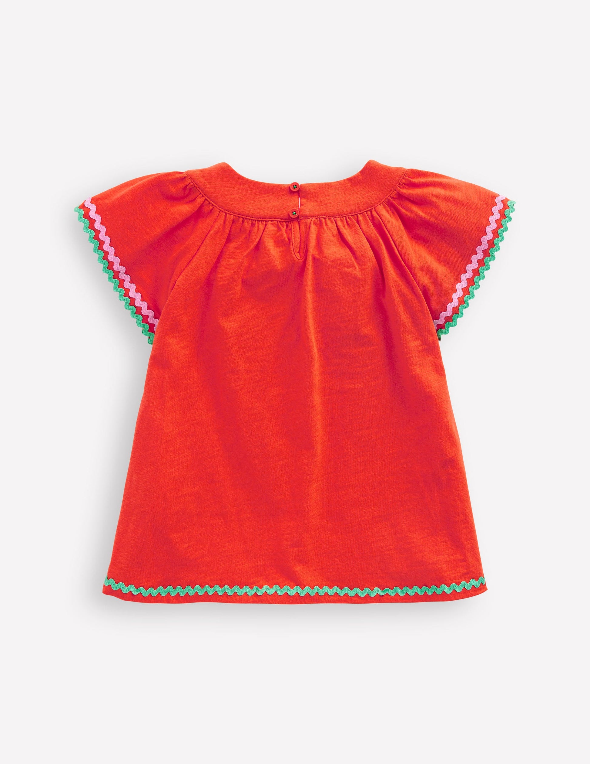 Trim Detail Pretty Top-Firecracker Red-2