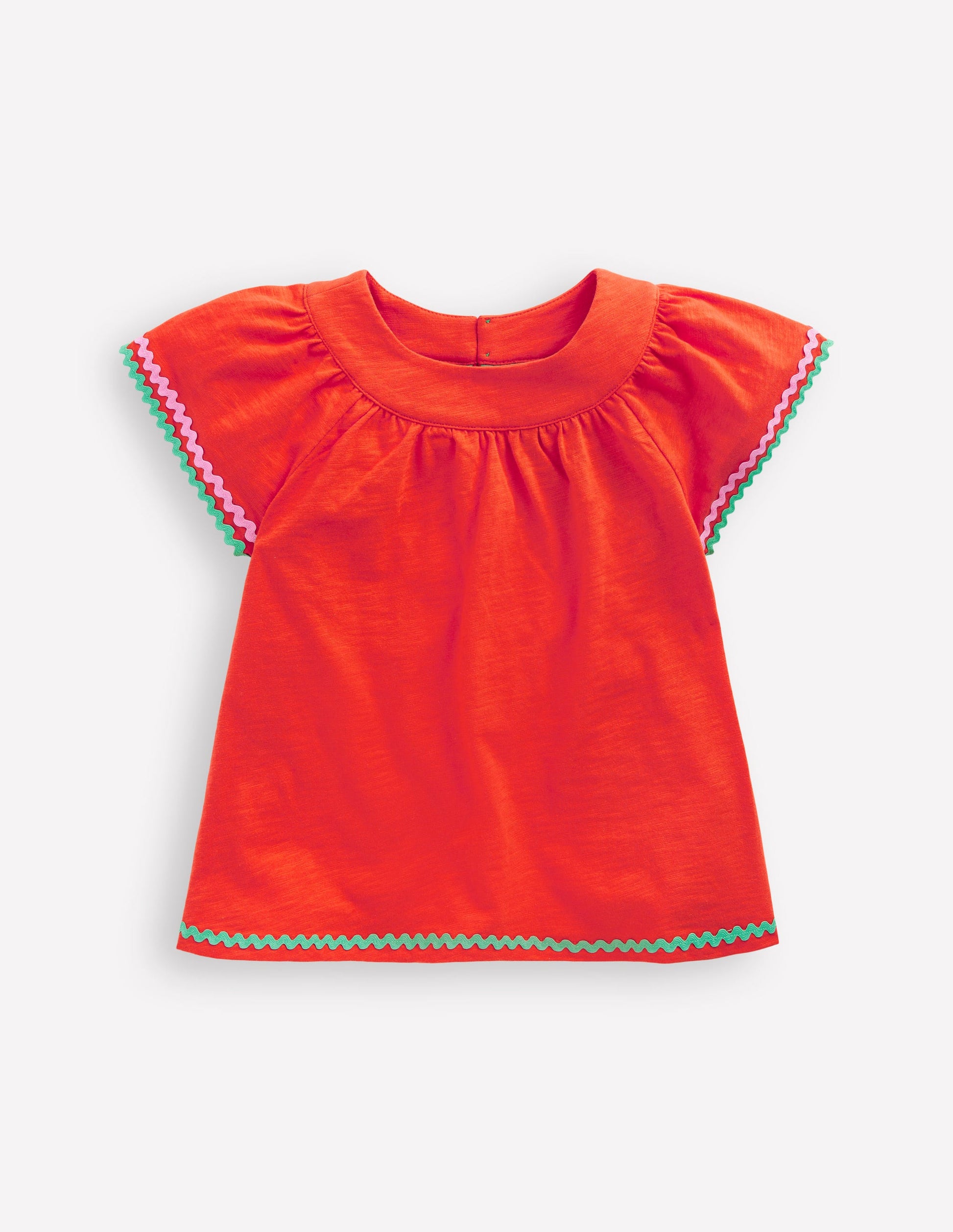 Trim Detail Pretty Top-Firecracker Red-1