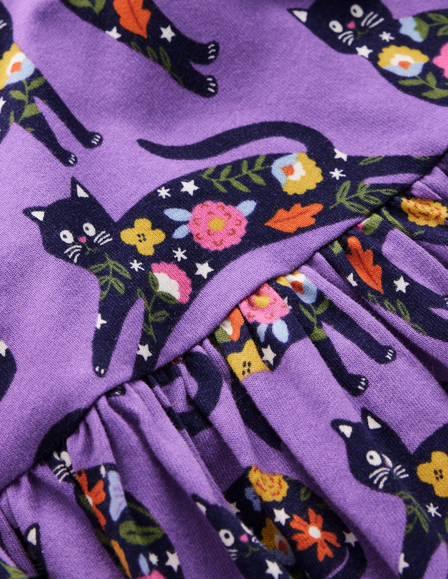 Heart Pocket Fun Jersey Dress-Purple Topaz Spooky Cats