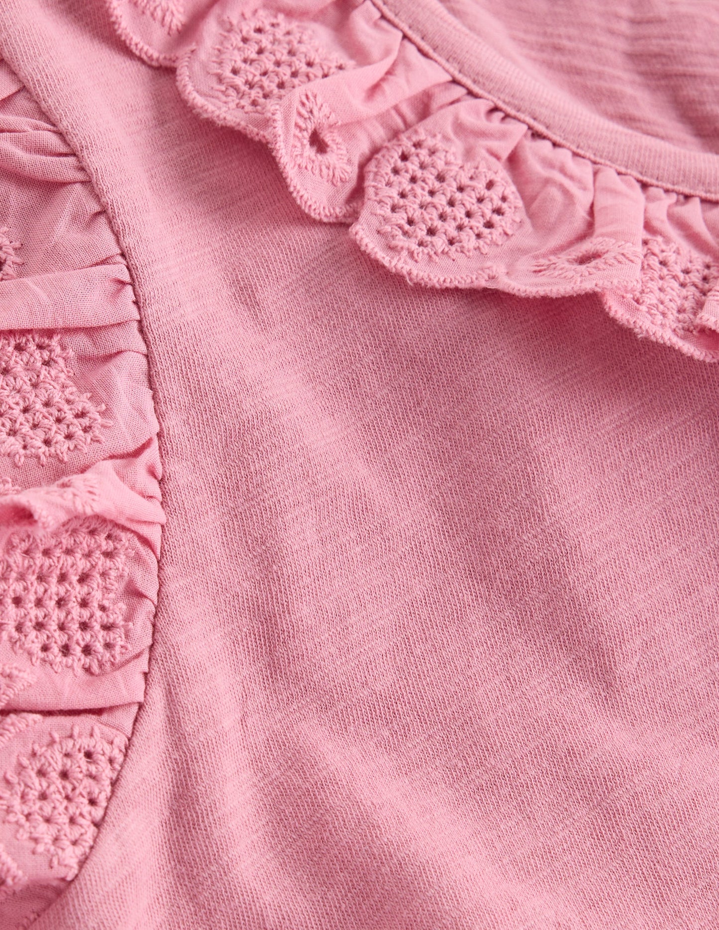 Broderie Heart Trim Top-Pink Haze