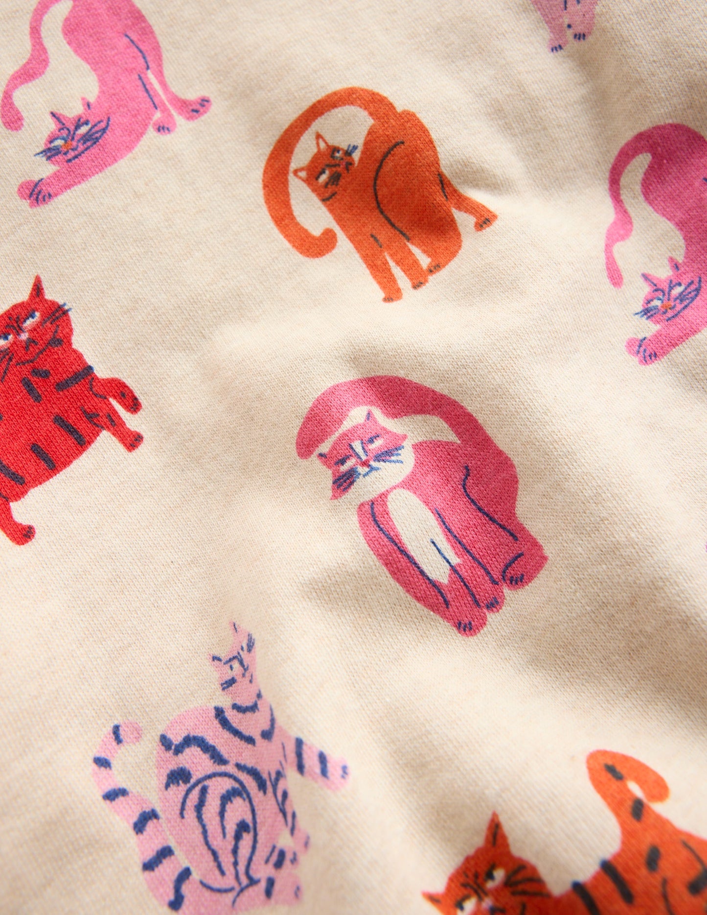 Printed Sweatshirt-Oatmeal Marl Cats