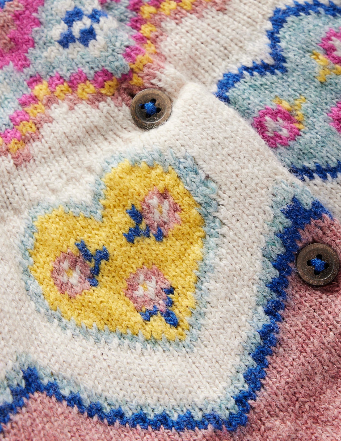 Edie Fair Isle Cardigan-Pink Marl Hearts