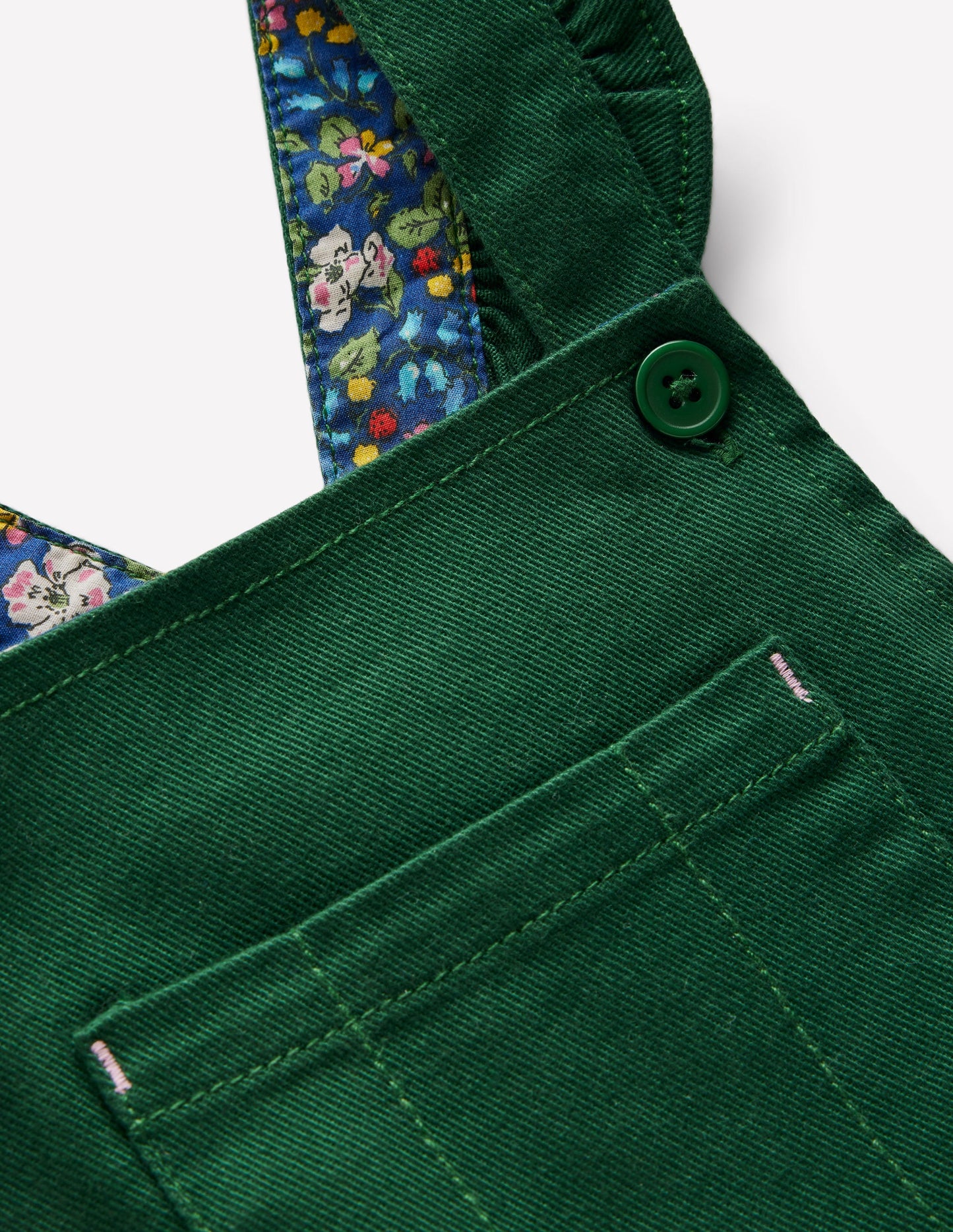 Frill Dungarees-Pine Green