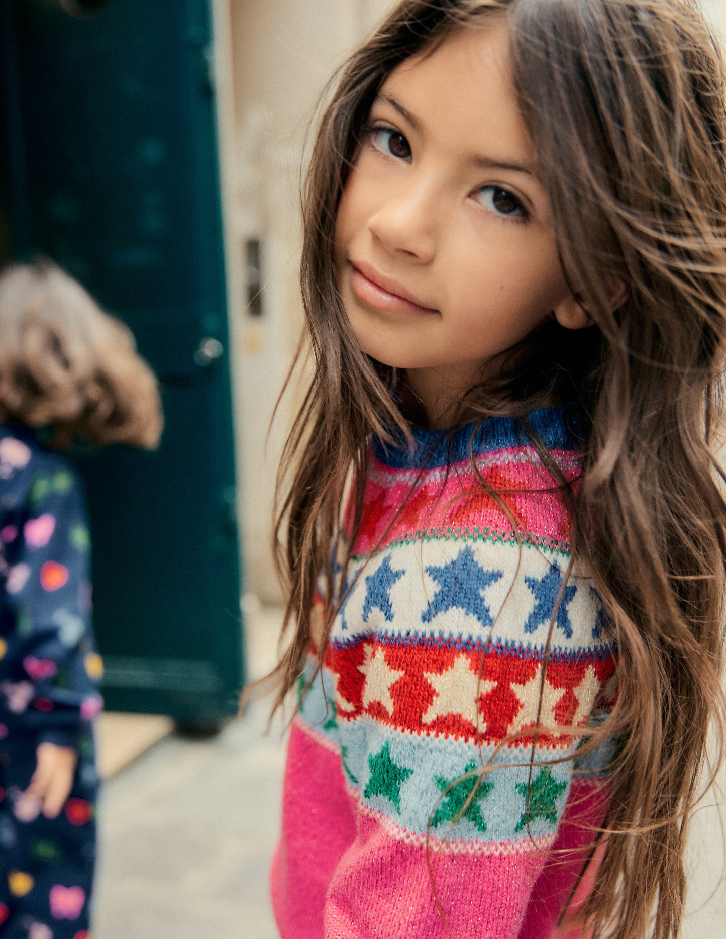 Eleanor Fair Isle Jumper-Hot Pink Sparkle Stars