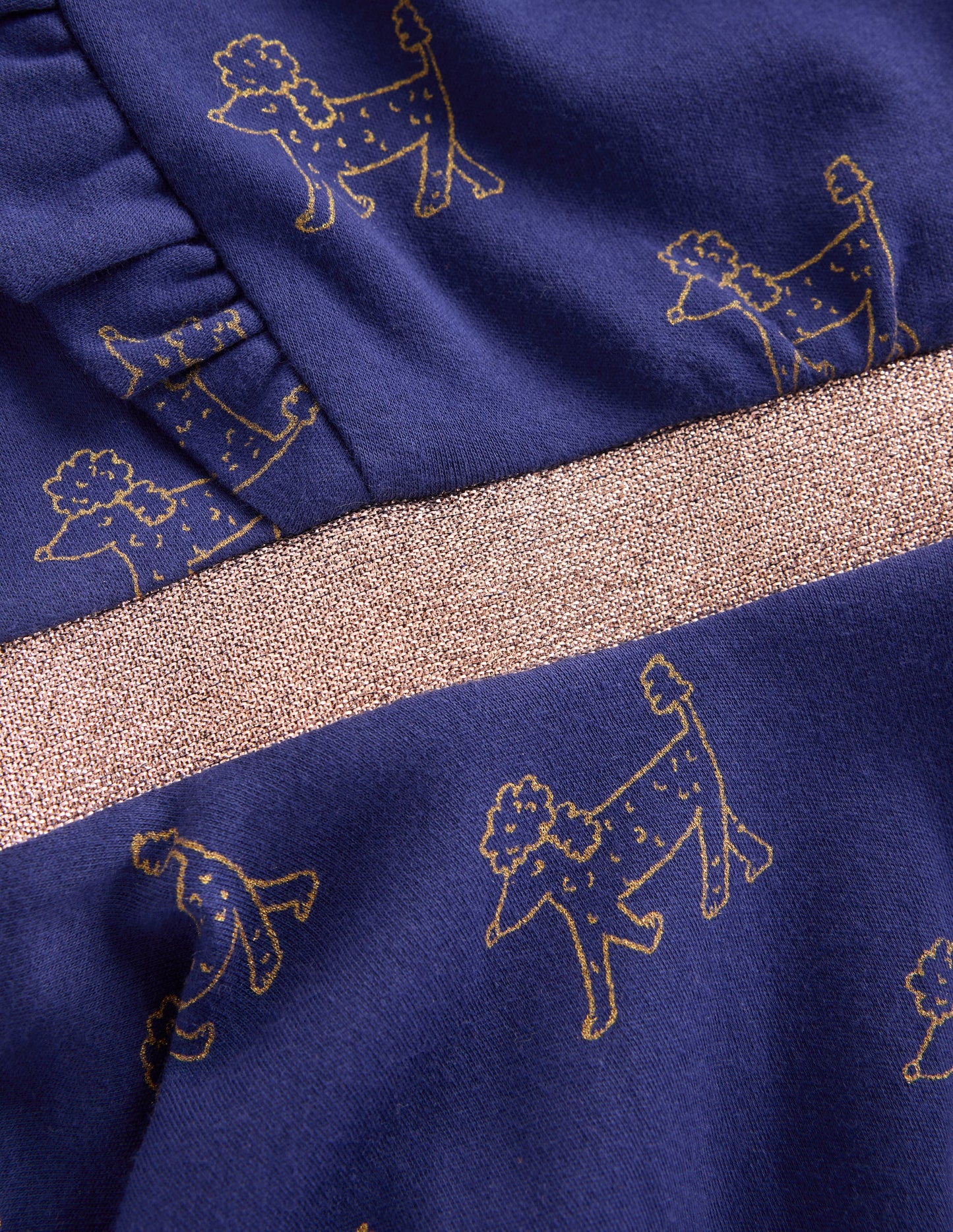 Cora Twirly Jersey Dress-Navy Foil Poodles