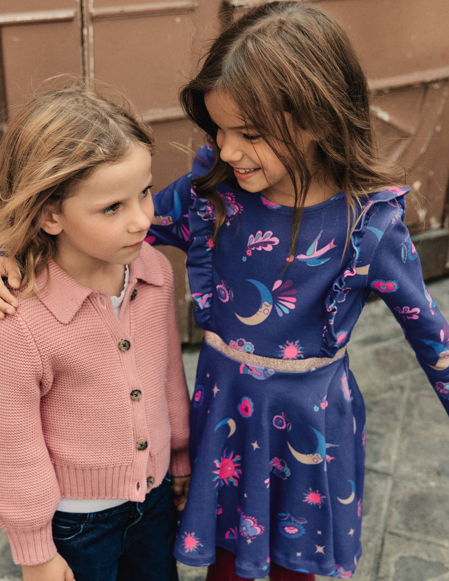 Cora Twirly Jersey Dress-College Navy Paisley Sky