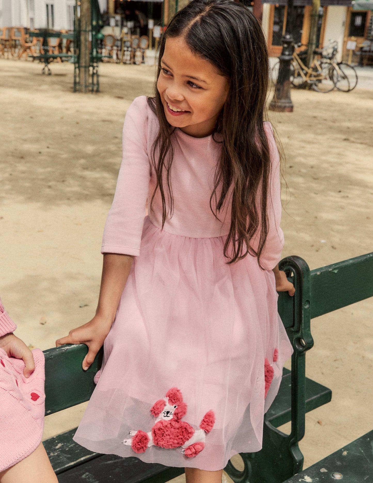 Velour Tulle Appliqué Dress-Chalk Pink Poodles