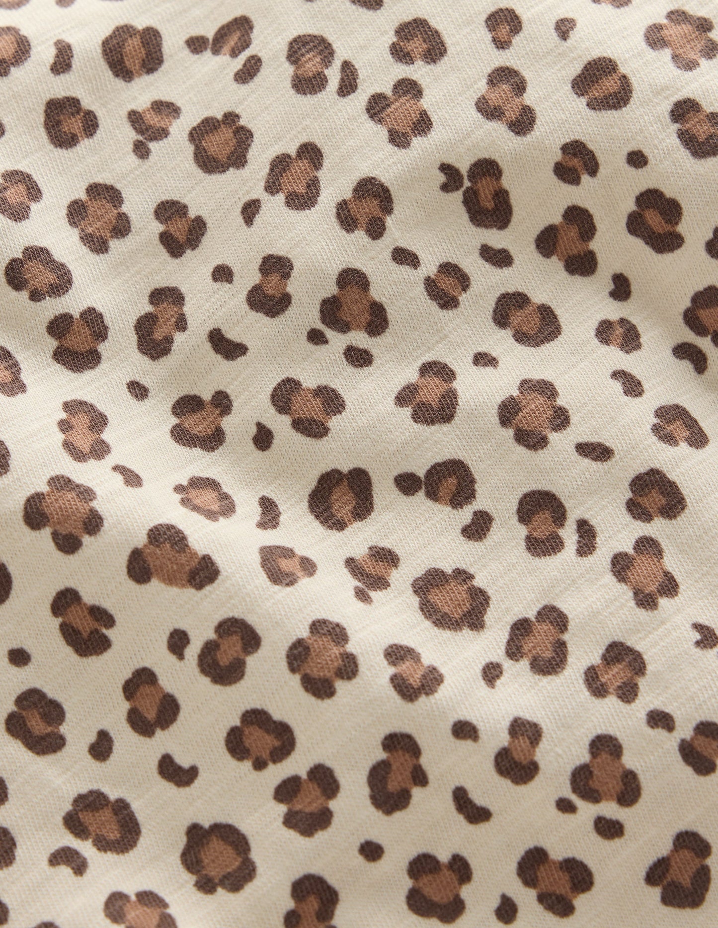 Frill Sleeve Slub Top-Vanilla White Leopard