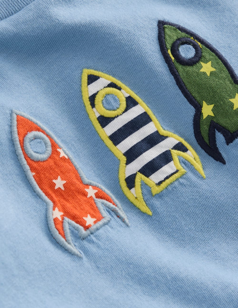Long Sleeve Applique T-Shirt-Blue Rockets