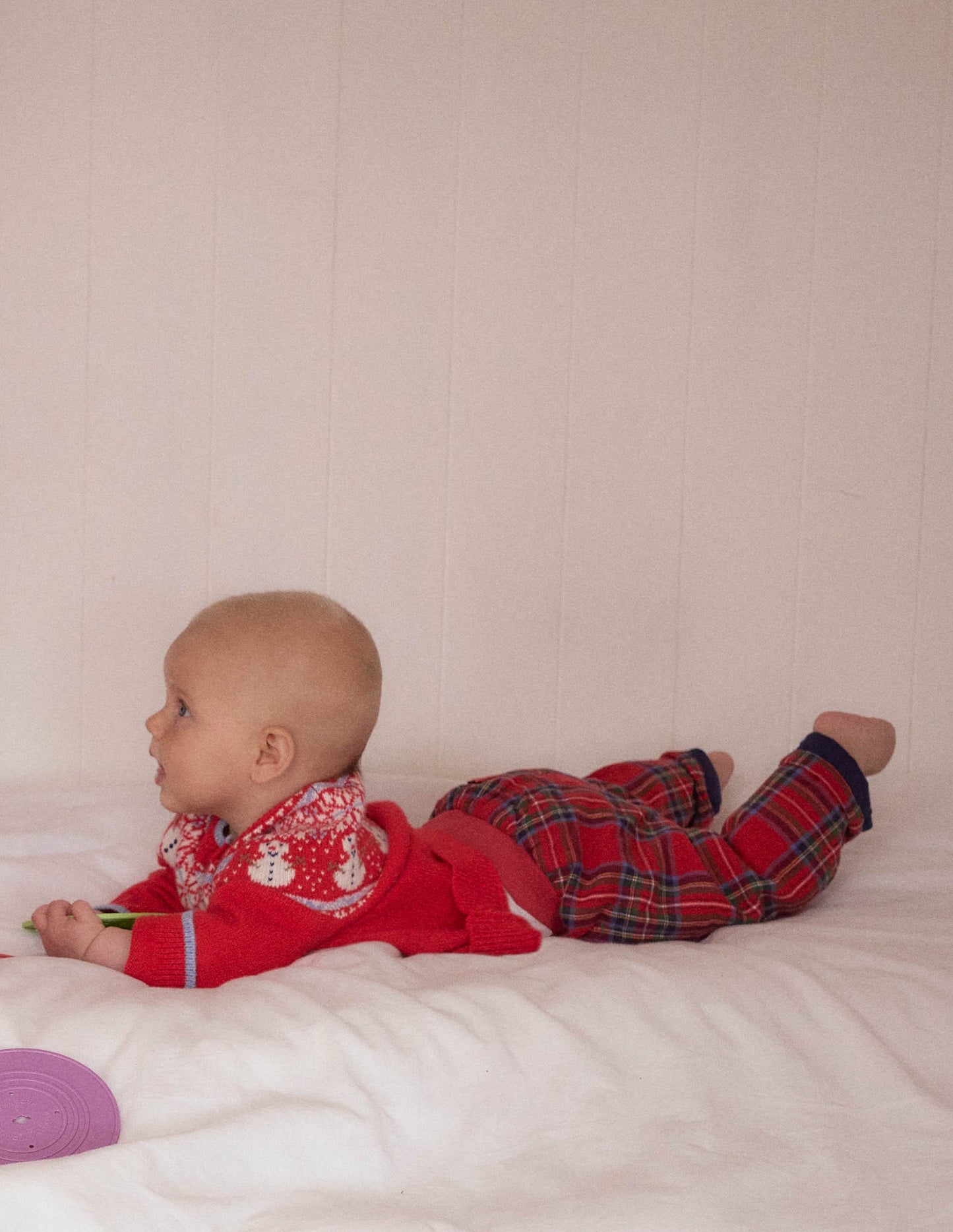 Fair Isle Cardigan-Poppy Red Snowman