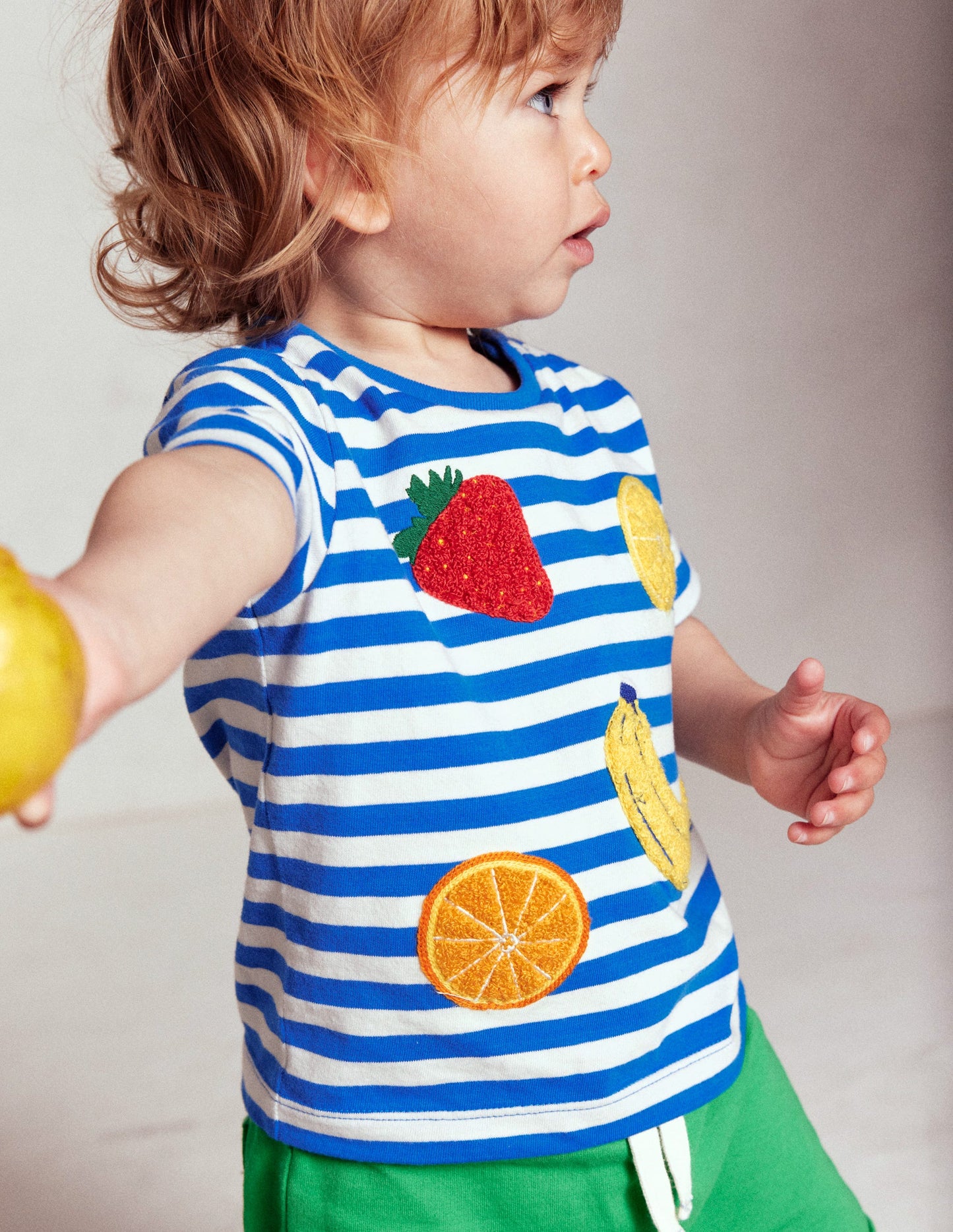 Logo Interest T-Shirt-Blue Stripe Fruit
