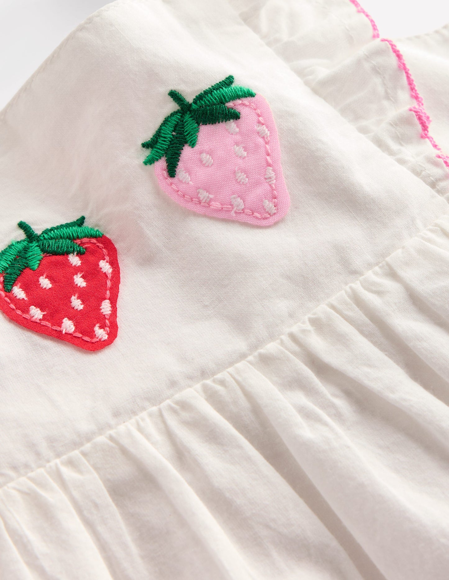 Appliqué Ruffle Dress-Soft Ivory Fruit