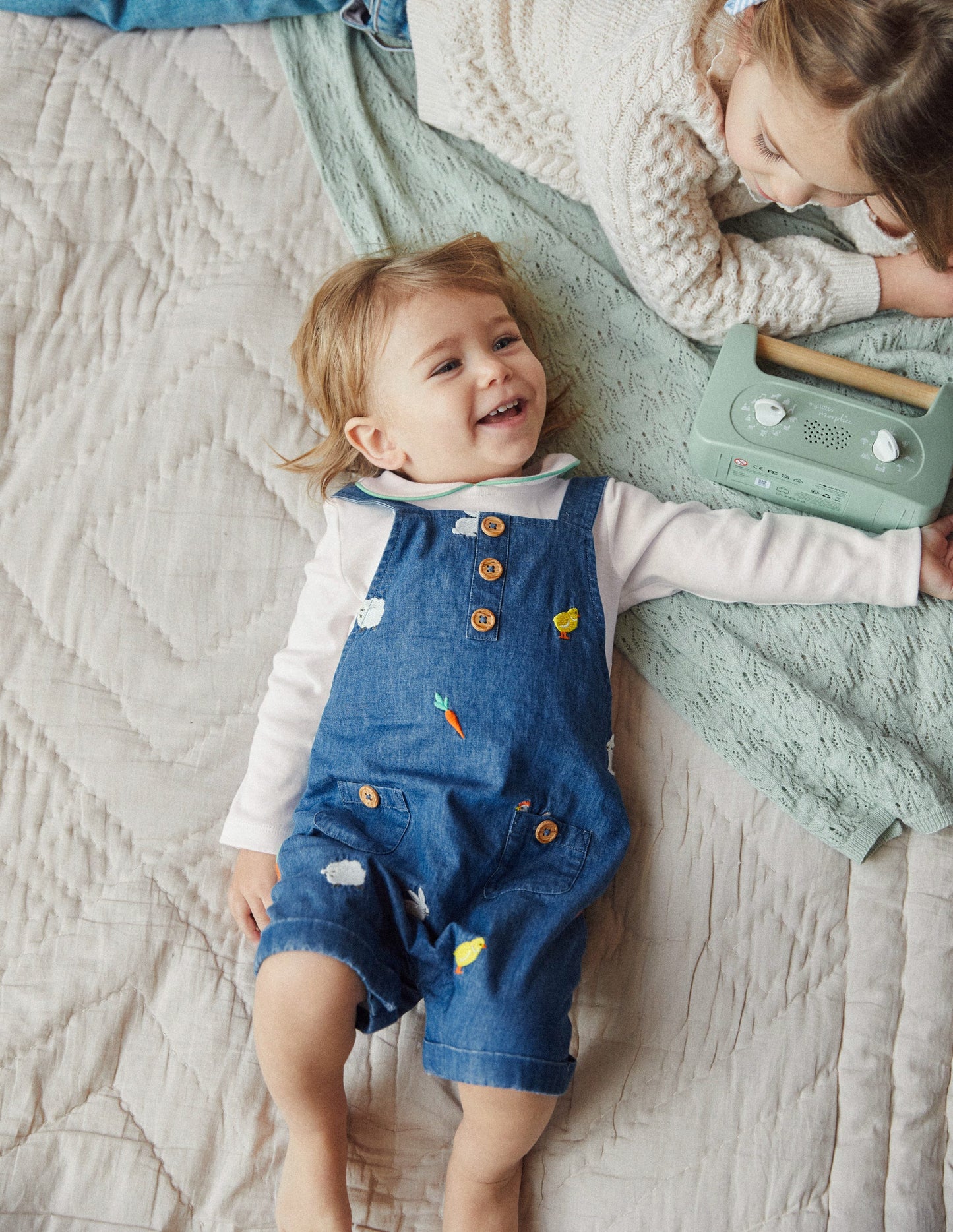 Embroidered Dungaree Set-Denim Easter Embroidery