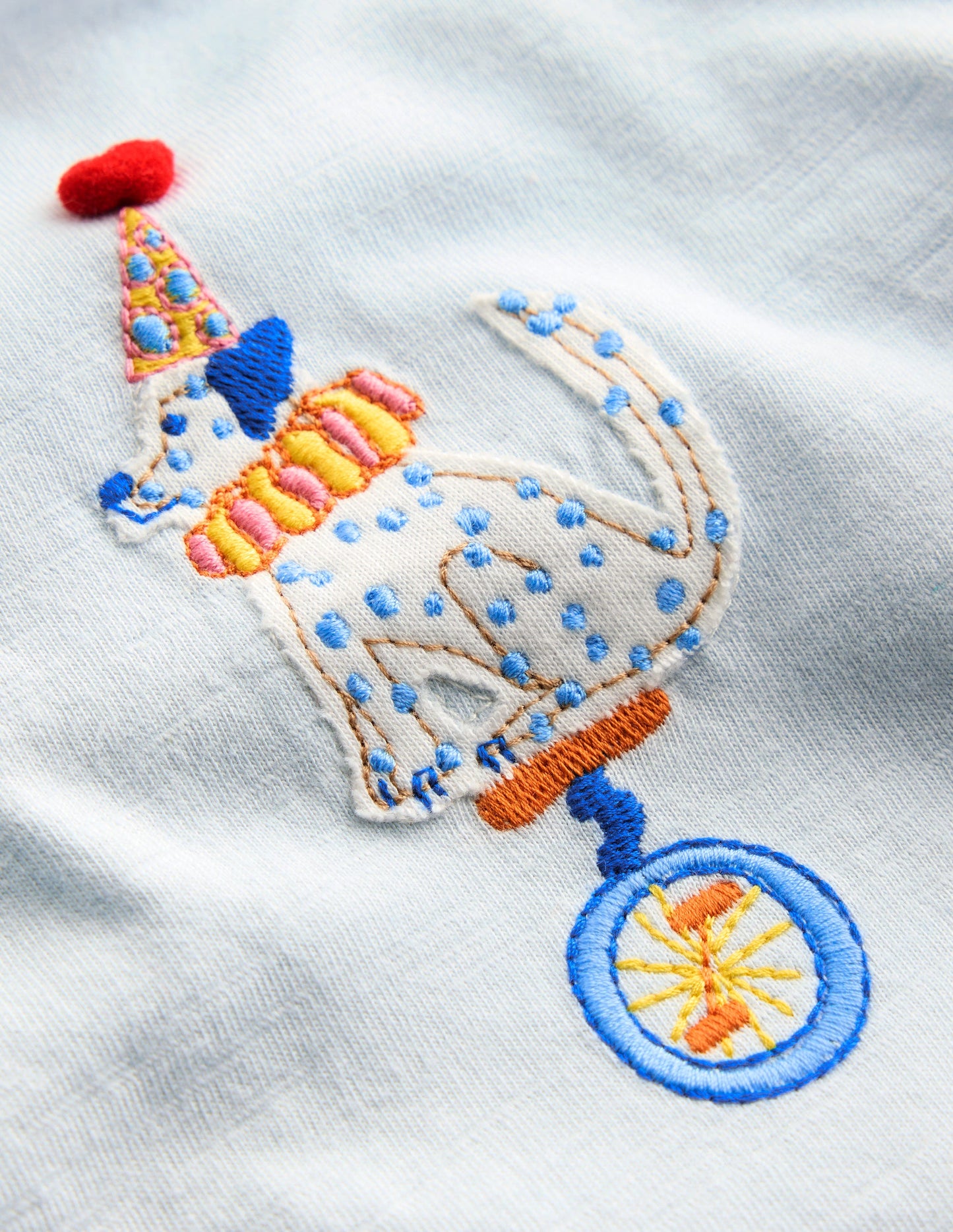 Girls Puff Sleeve Logo T-Shirt-Cloud Blue Dalmation Unicycle