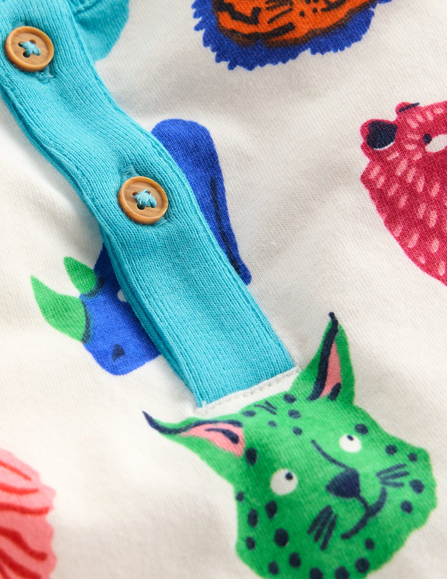 Short Sleeve Printed Play Set-Multi Jungle Faces