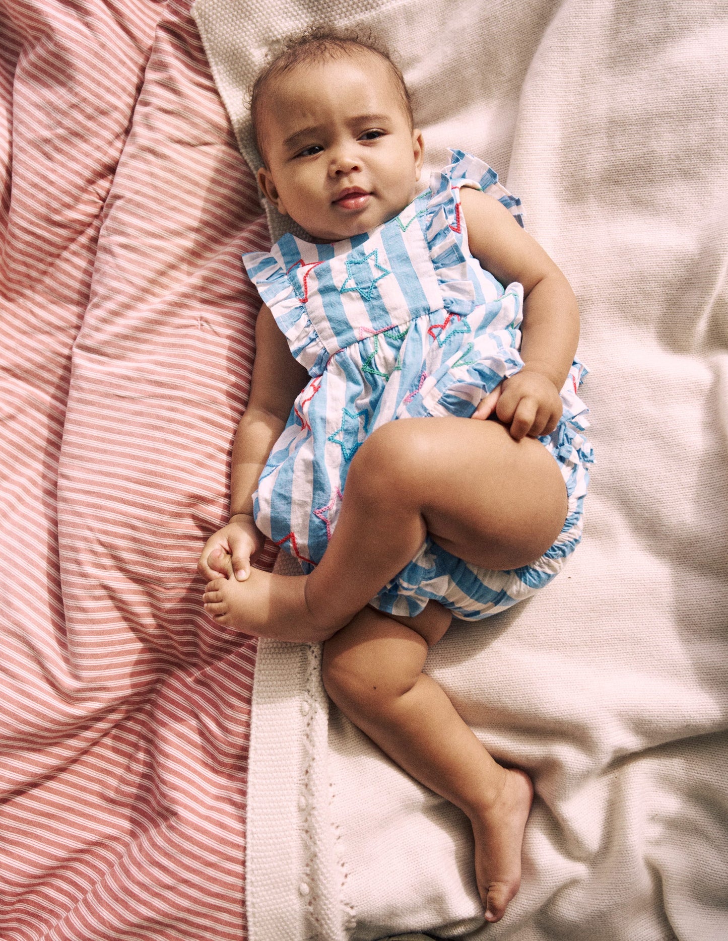 Frilly Pinny Dress-Peacock Plume Blue Star