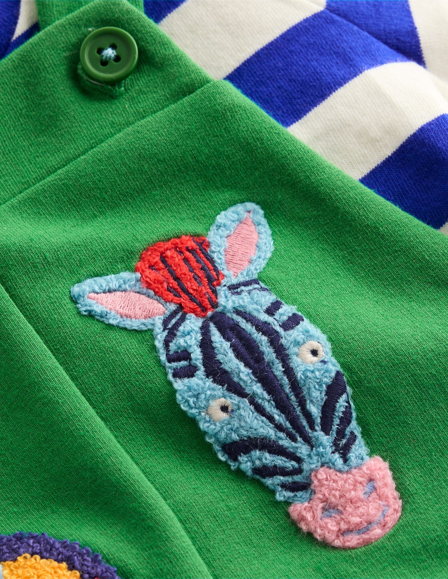 Boucle Jersey Dungaree Set-Green Jungle Animals