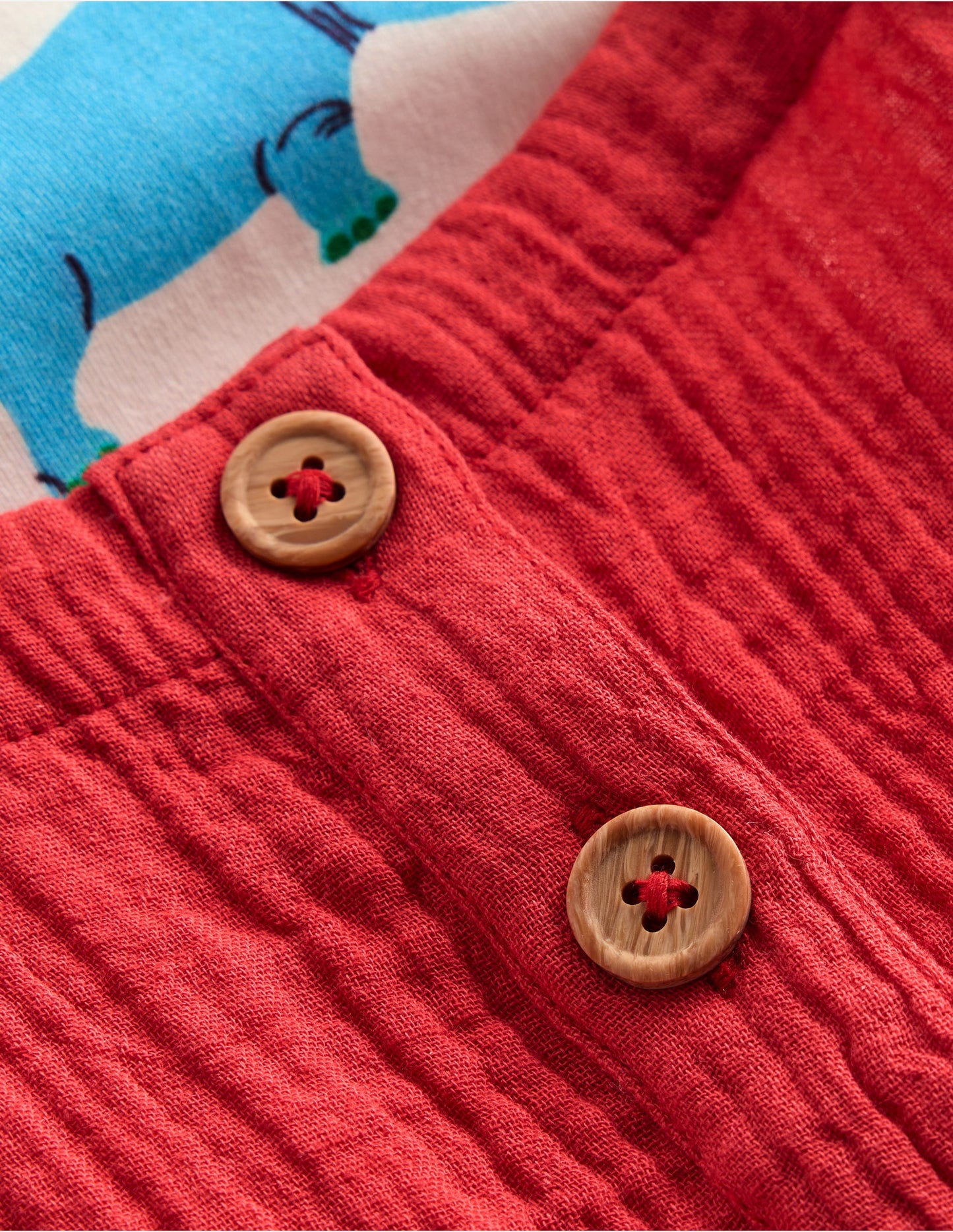 Double Cloth Dungaree Set-Poppy Red Jungle