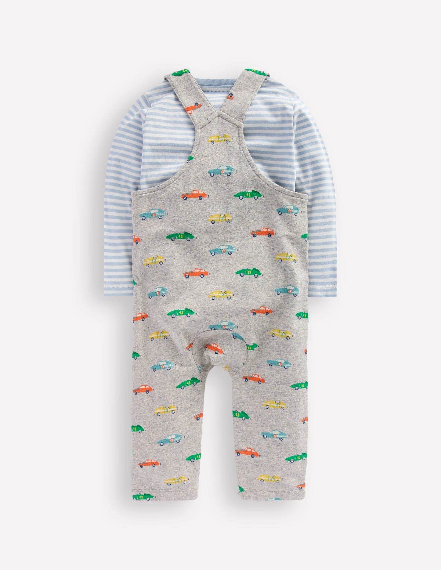 Jersey Dungaree Set-Grey Marl Cars