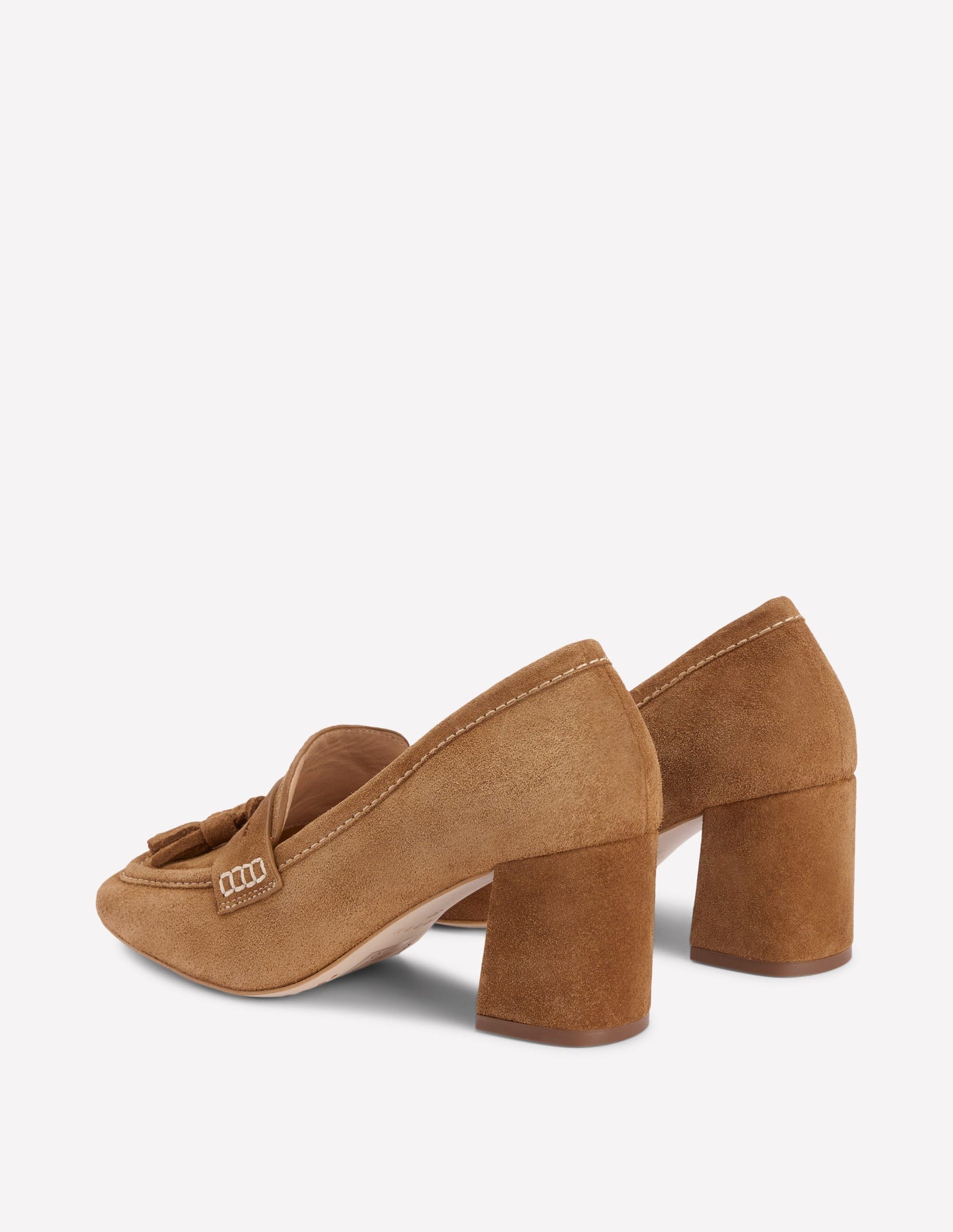 Sol Block Heeled Penny Loafers-Tan