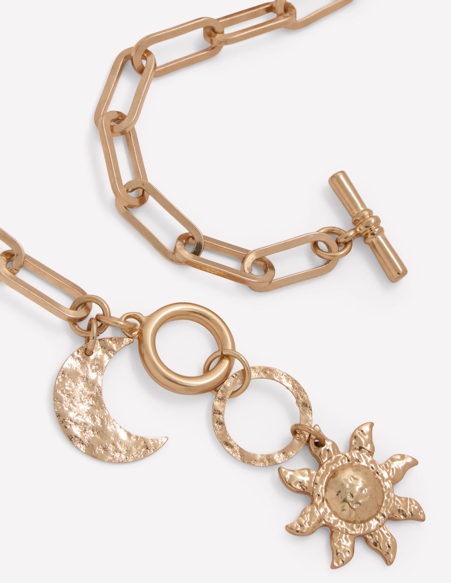 Hammered Motif Necklace-Gold Colour