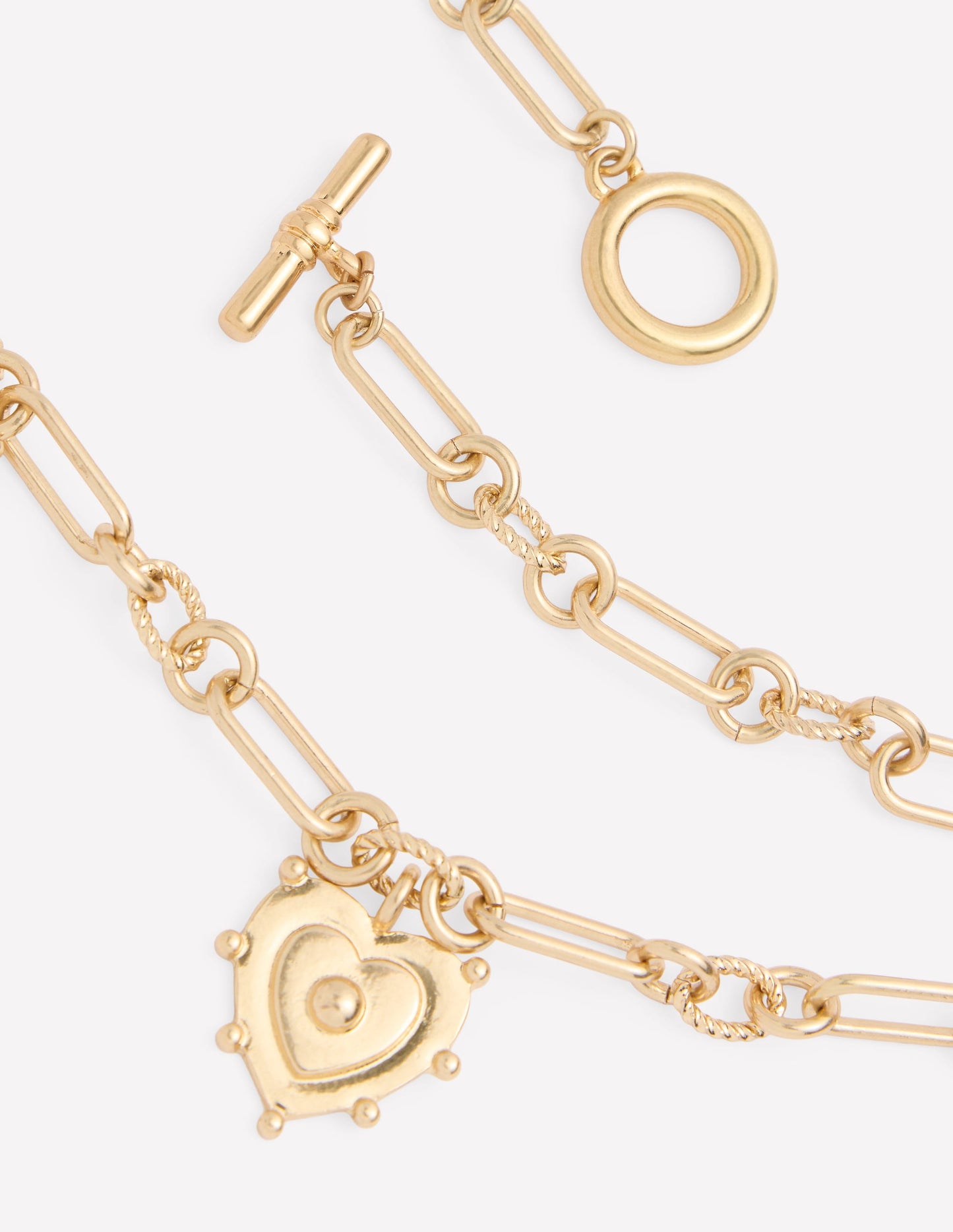 Multi-Heart Charm Necklace-Gold Colour