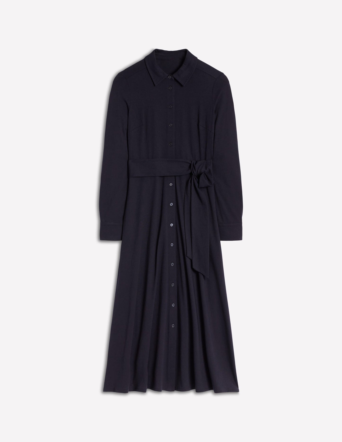 Marcia Jersey Shirt Dress-Navy