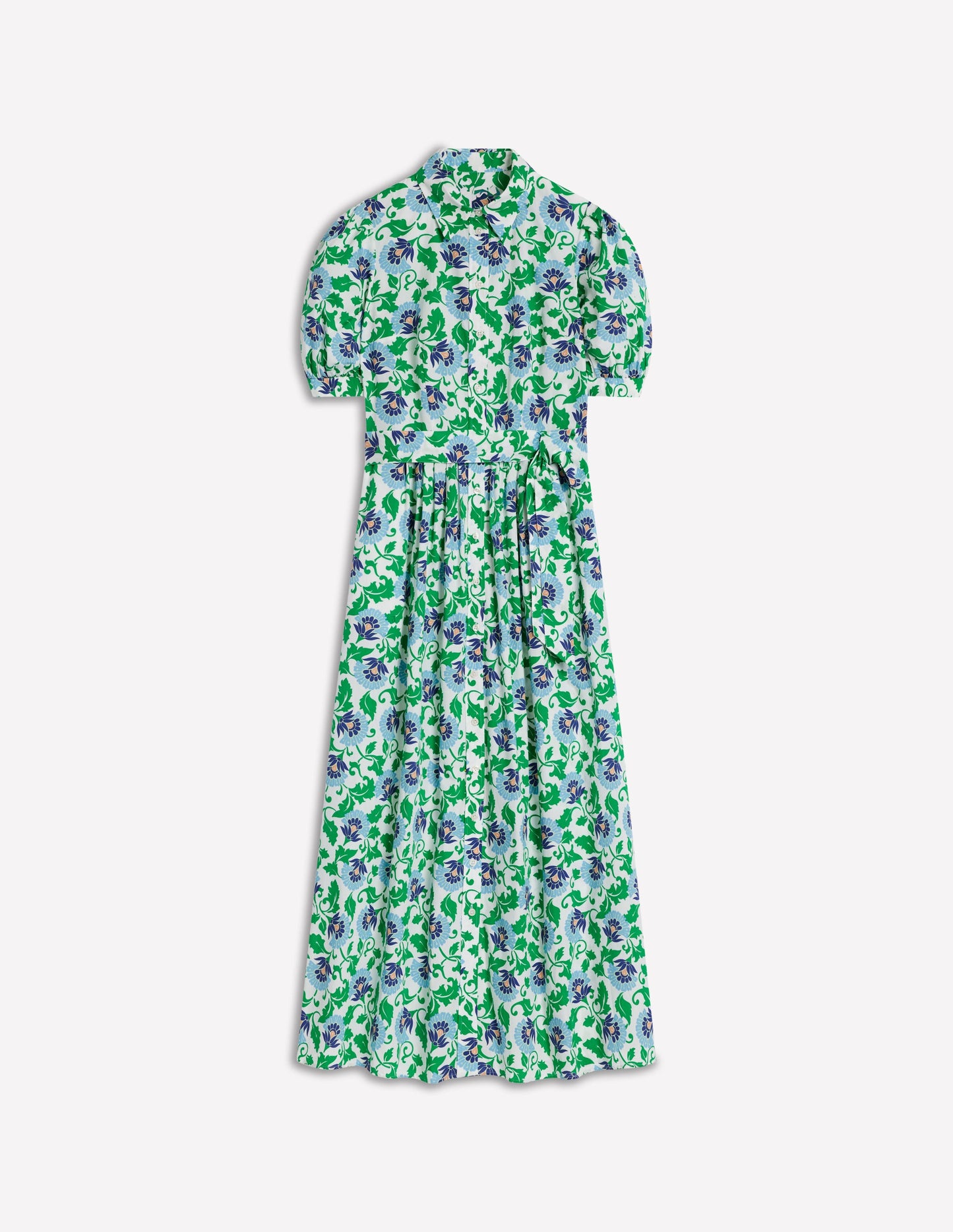 Alexa Maxi Shirt Dress-Rich Emerald, Ornate Vine