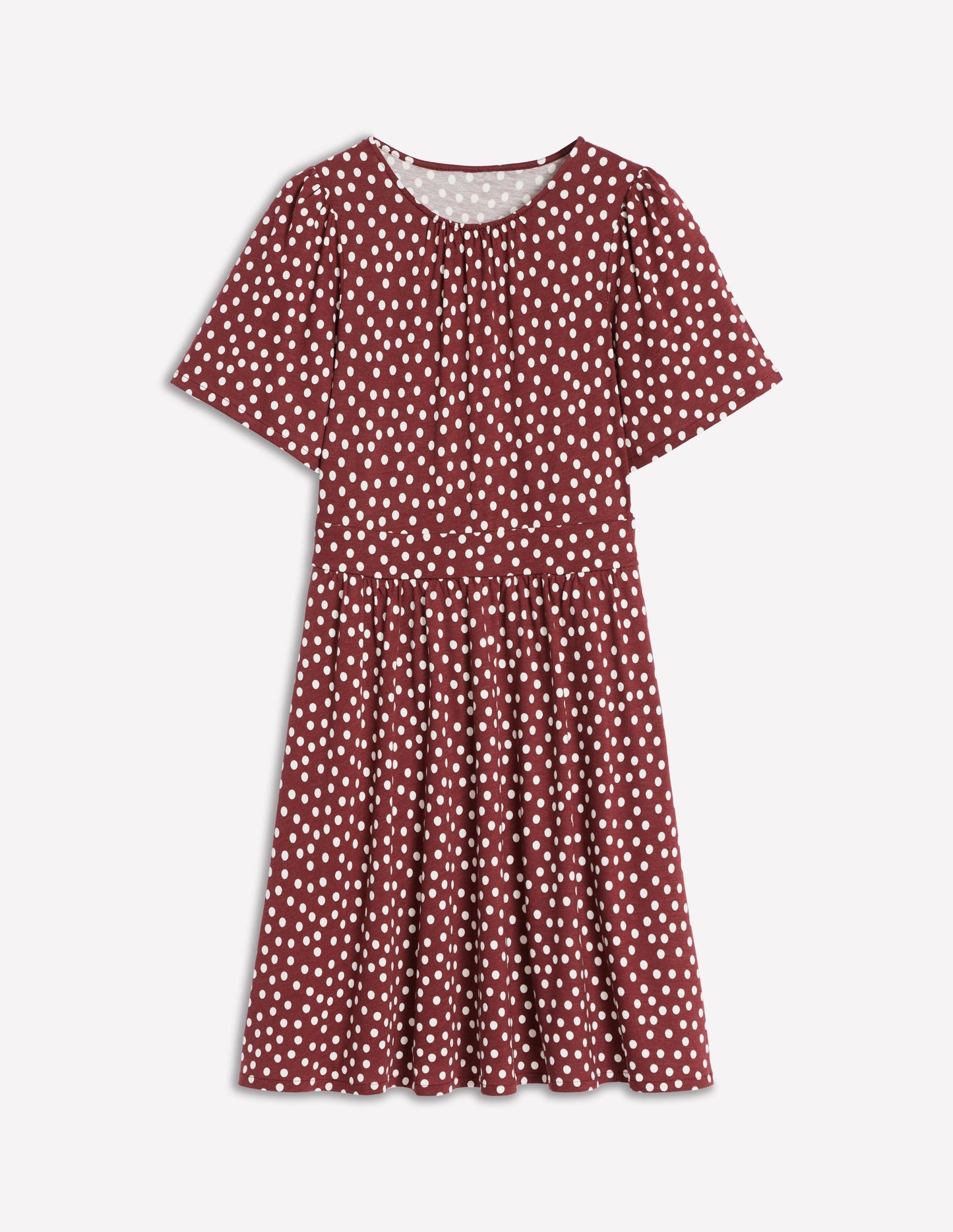 Louisa Short Jersey Dress-Chestnut, Painted Dot