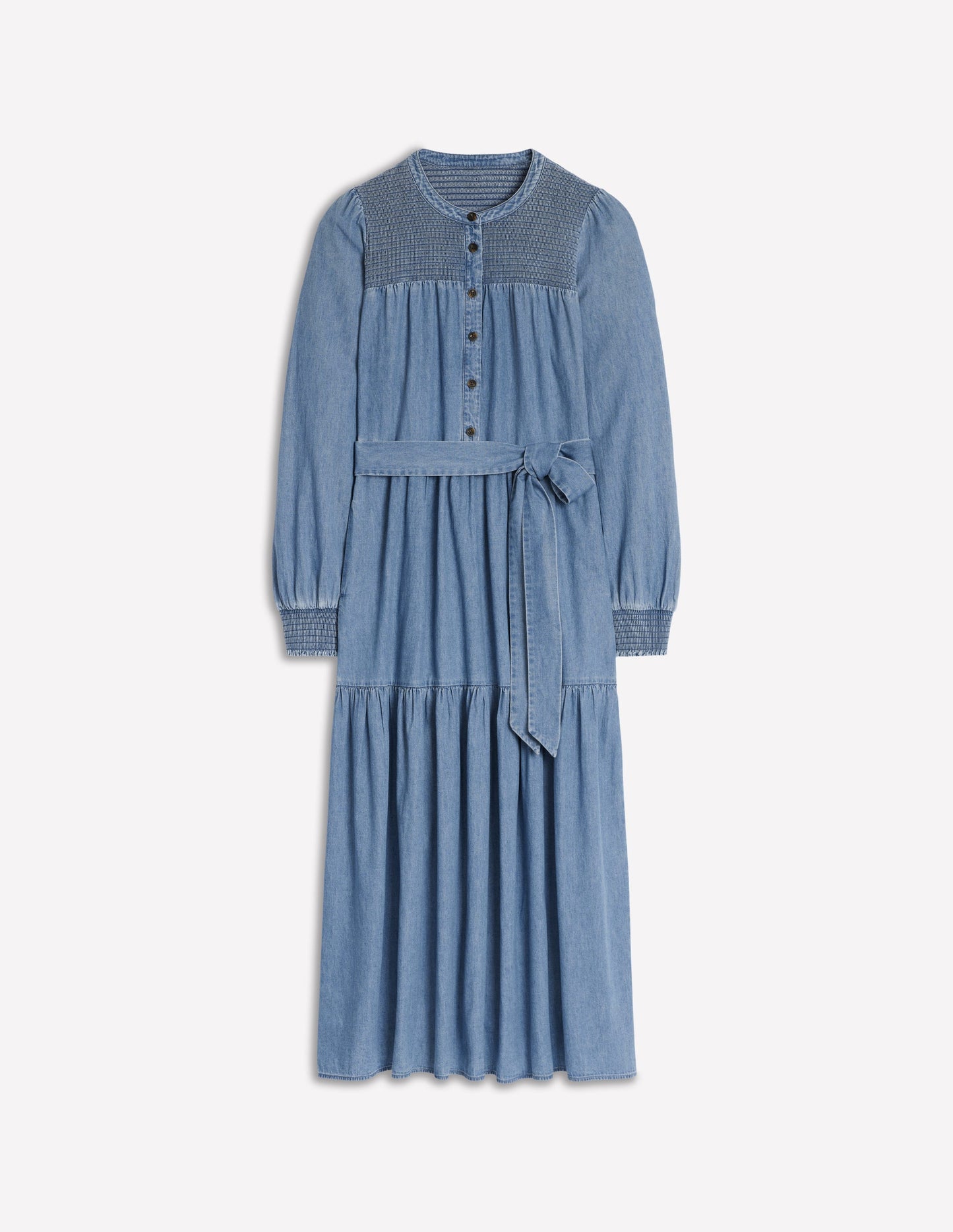 Cecily Denim Midi Dress-Light Vintage Denim
