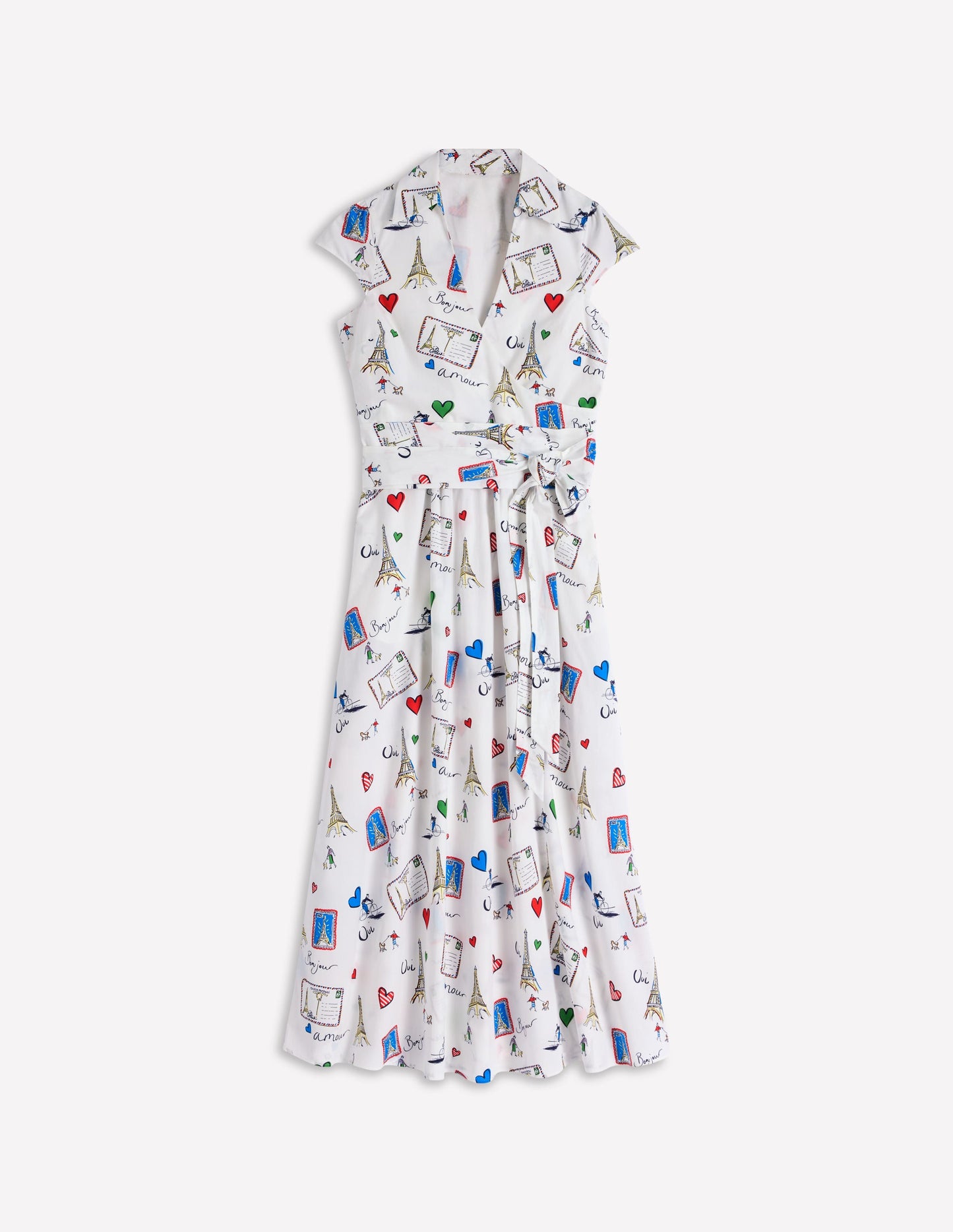 Julia Cotton Wrap Midi Dress-Ivory, Postcard From Paris