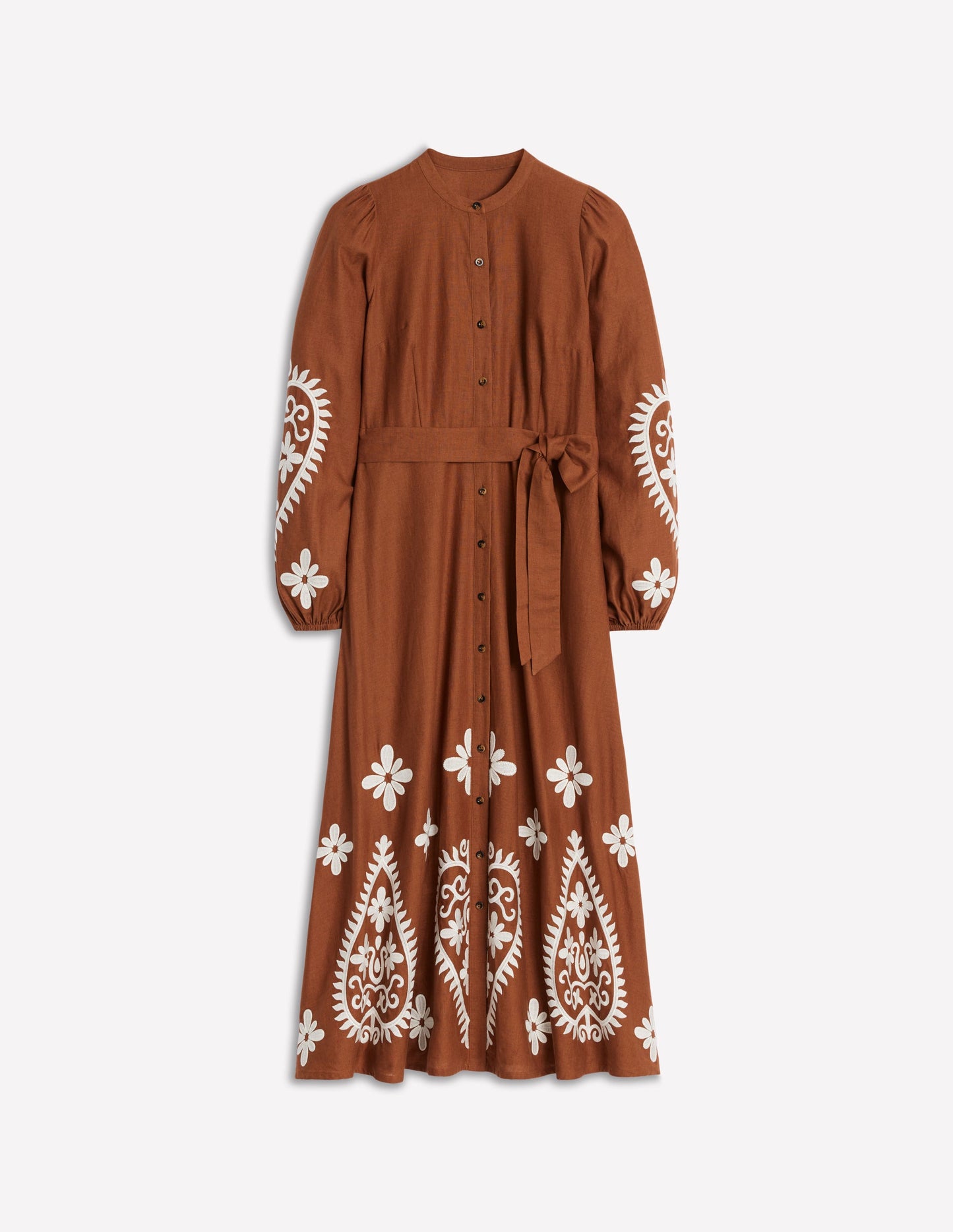 Mae Linen Blend Shirt Dress-Russet