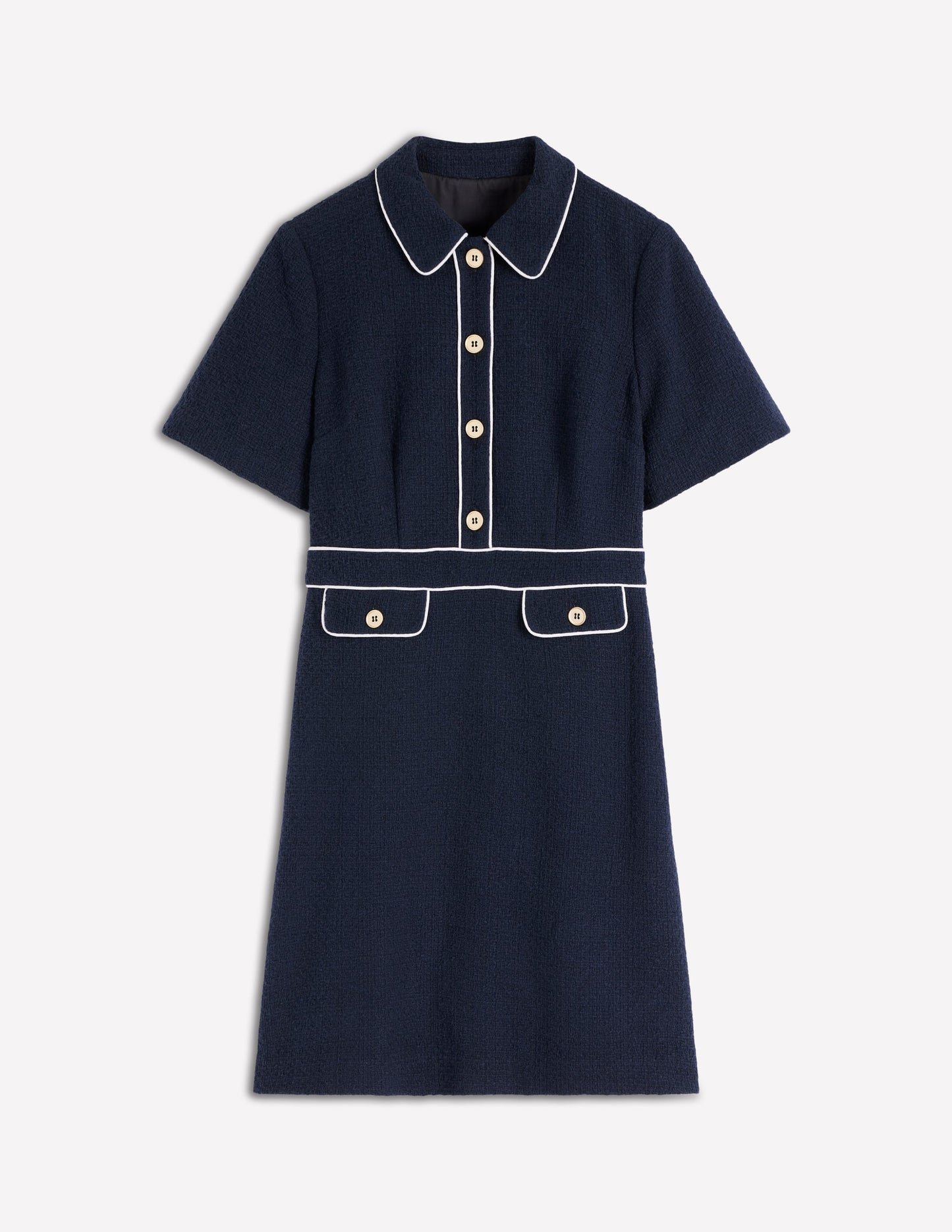 Eda Cotton Shift Dress-Navy