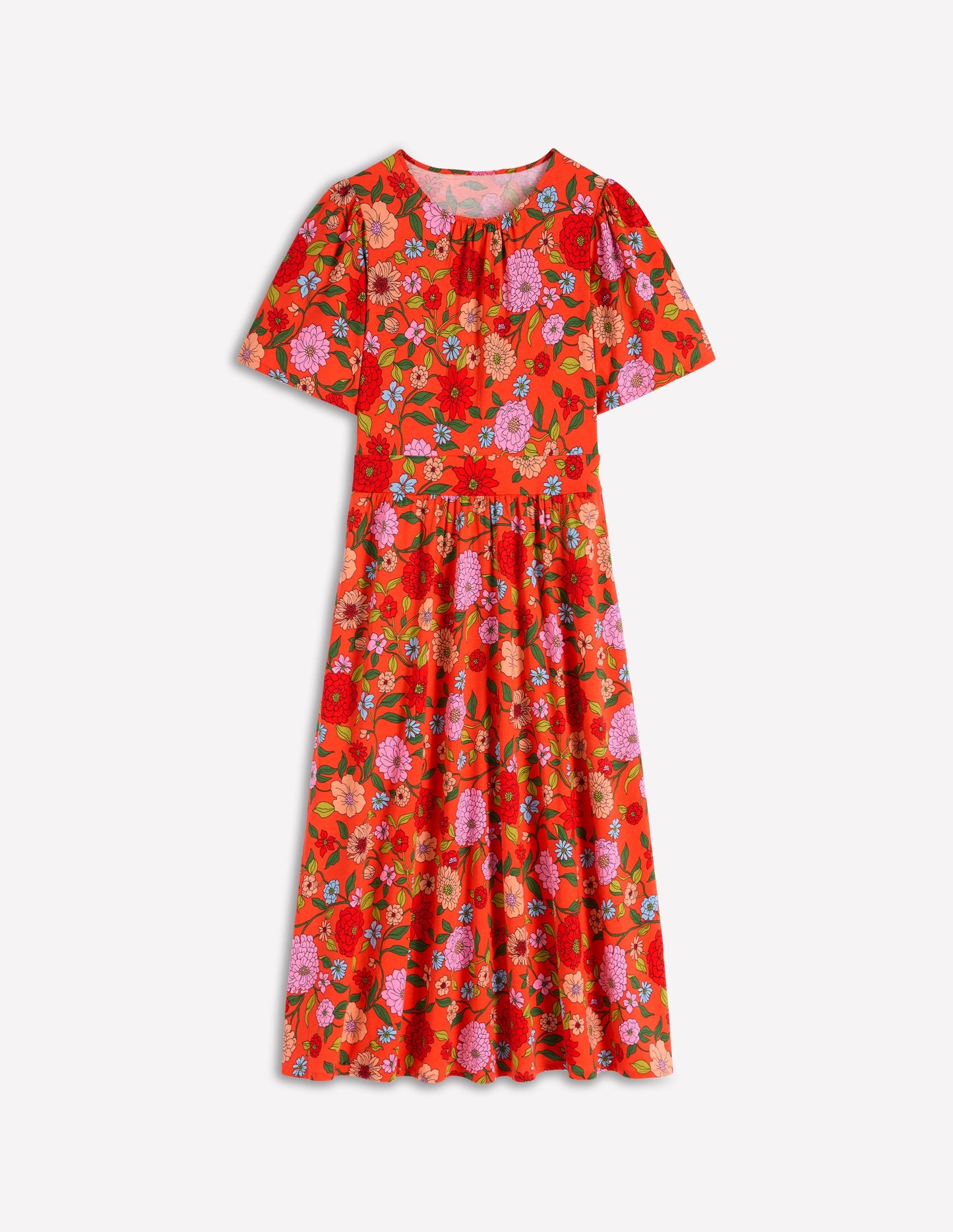 Louisa Jersey Midi Dress-Firecracker Red, Dahlia Trail