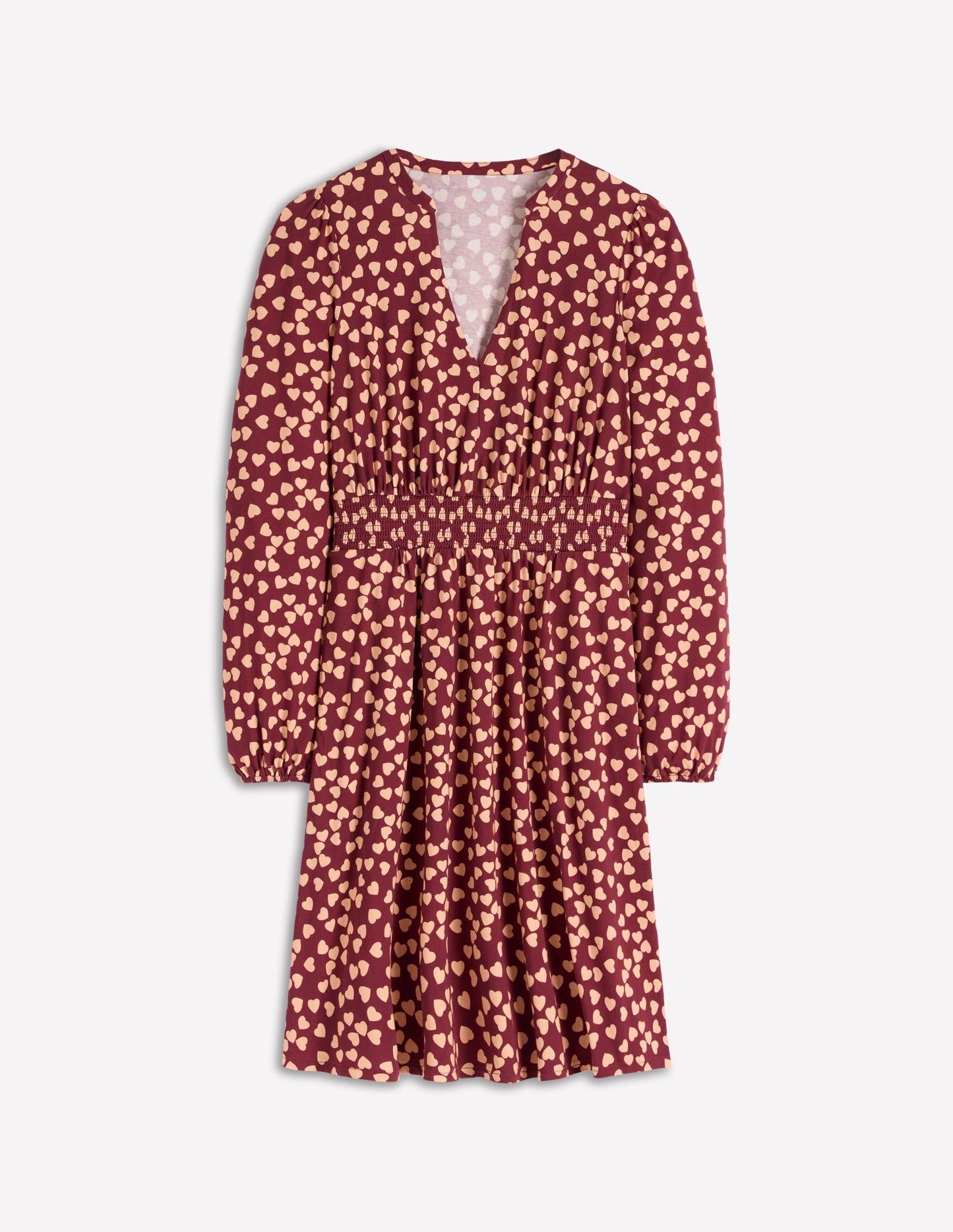 Sarah Short Jersey Dress-Chestnut, Heart Cascade