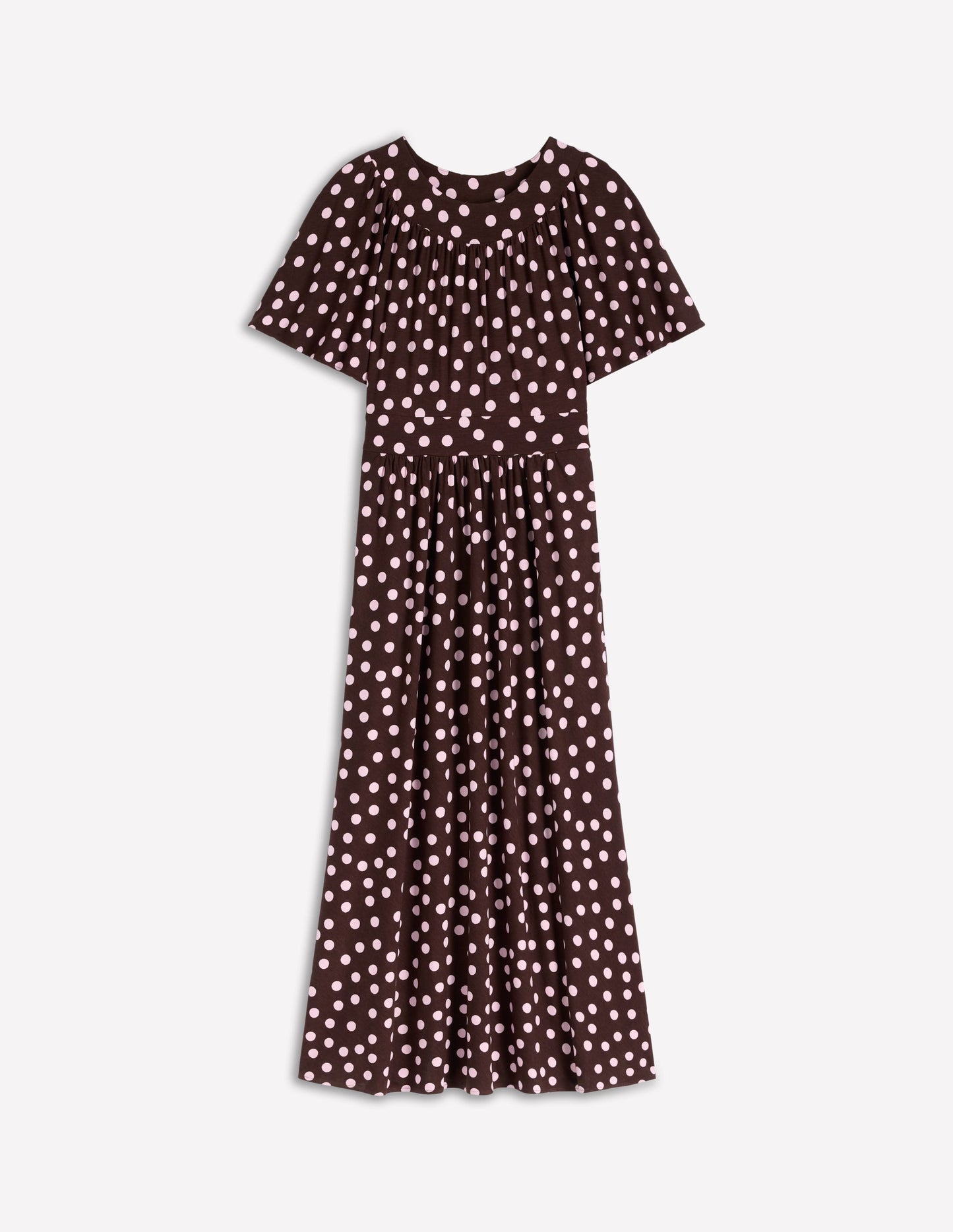 Yoke Panel Maxi Dress-Brown Spot