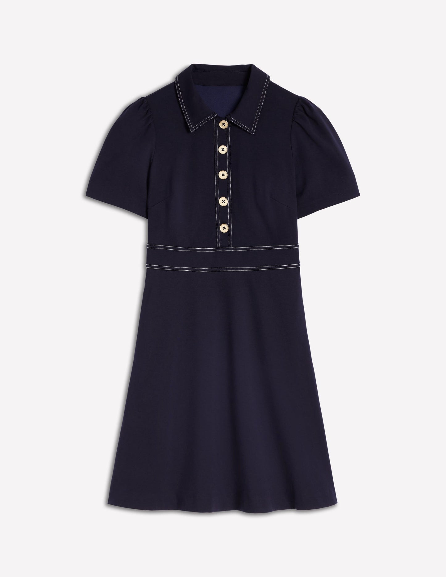 Nicolette Ponte Shirt Dress-Navy