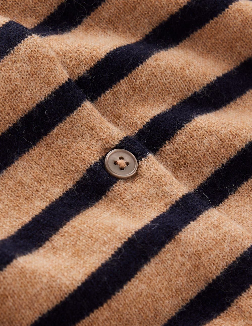 Eva Cashmere Crew Cardigan-Camel Melange/Navy Stripe