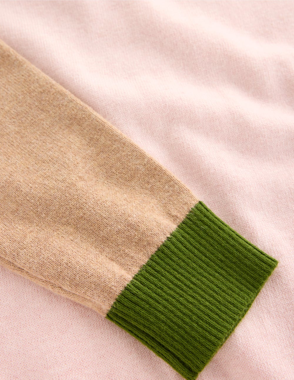 Meg Raglan Sleeve Jumper-Pink, Green Colour Block