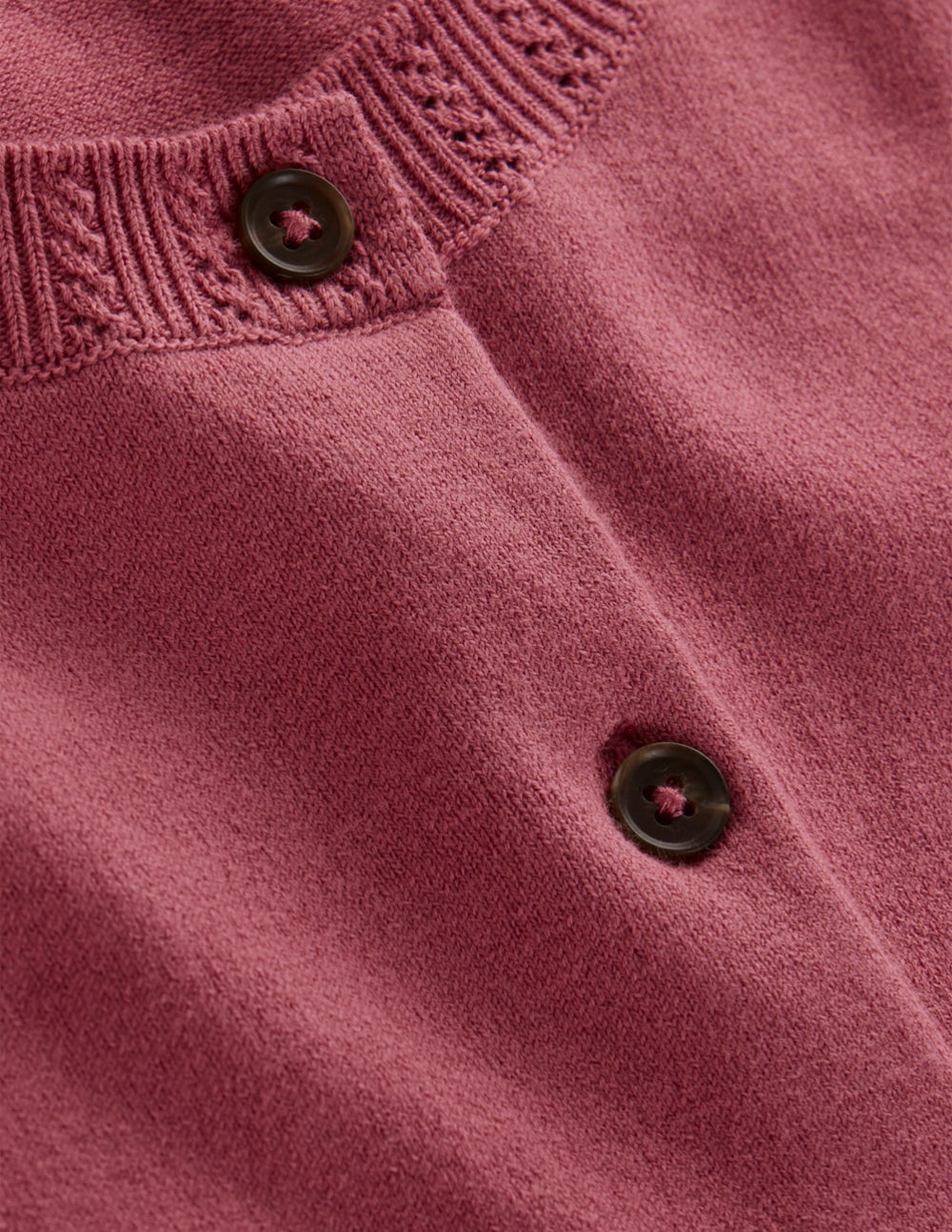 Emilia Cotton Crew Cardigan-Pink Heather