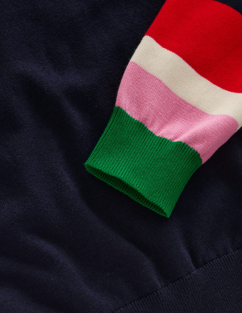 Lara Relaxed Cotton Jumper-Navy Cuff Stripe