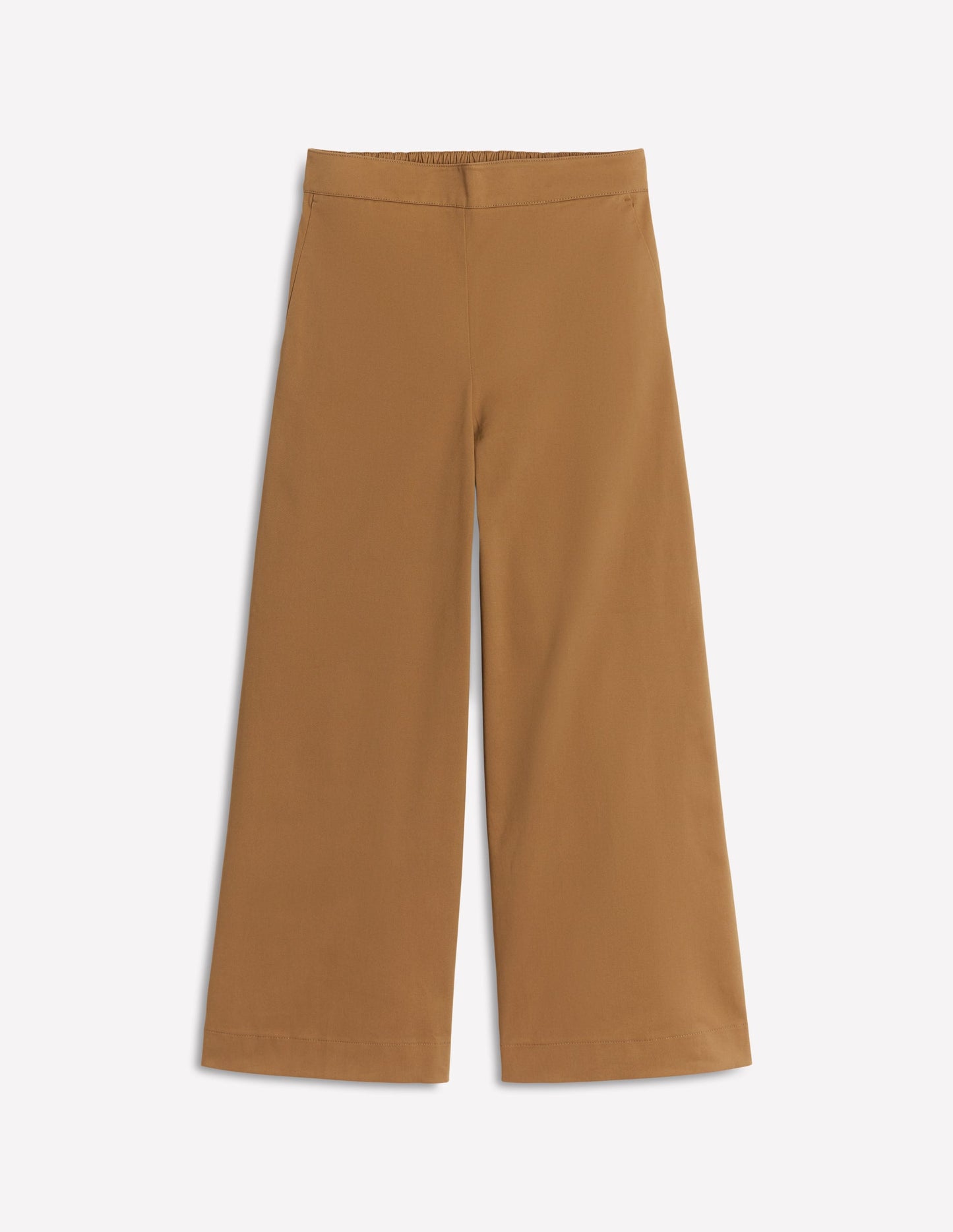 Pull-on Cropped Trousers-Hazelnut Brown
