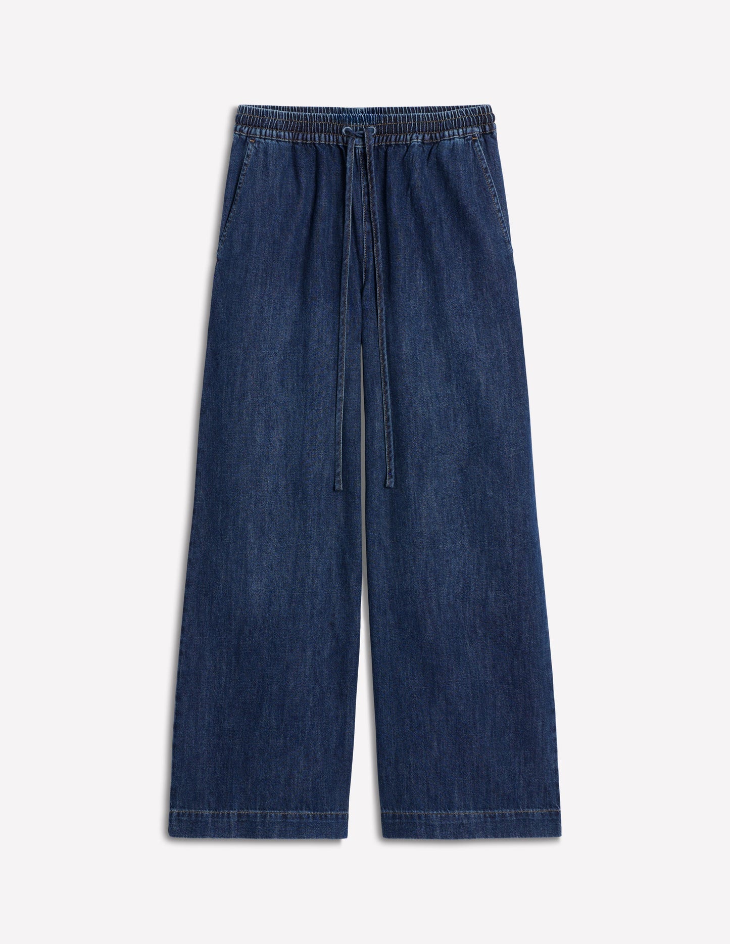 Drawcord Denim Trousers-MID WASH