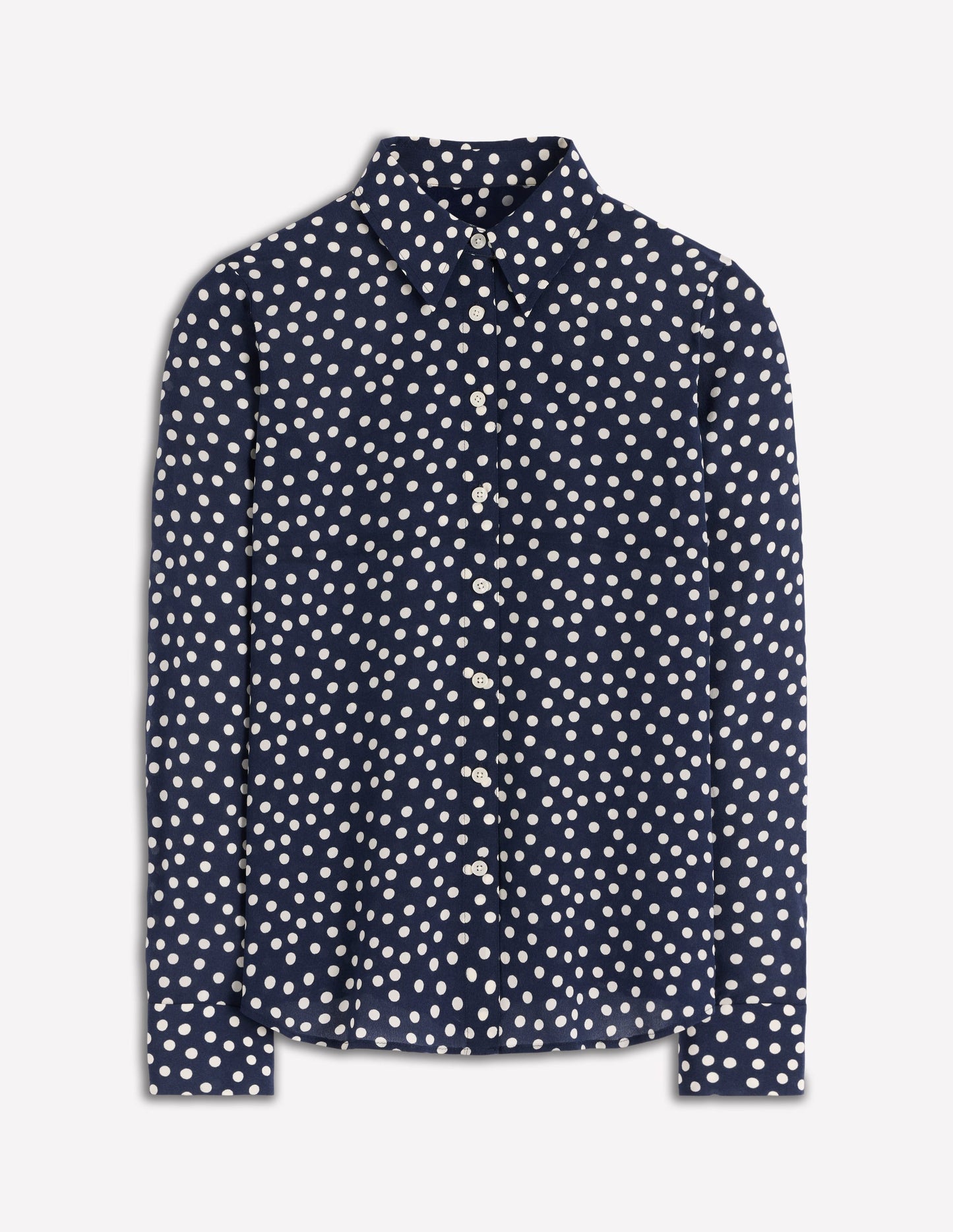Sienna Silk Shirt-French Navy, Painted Dot