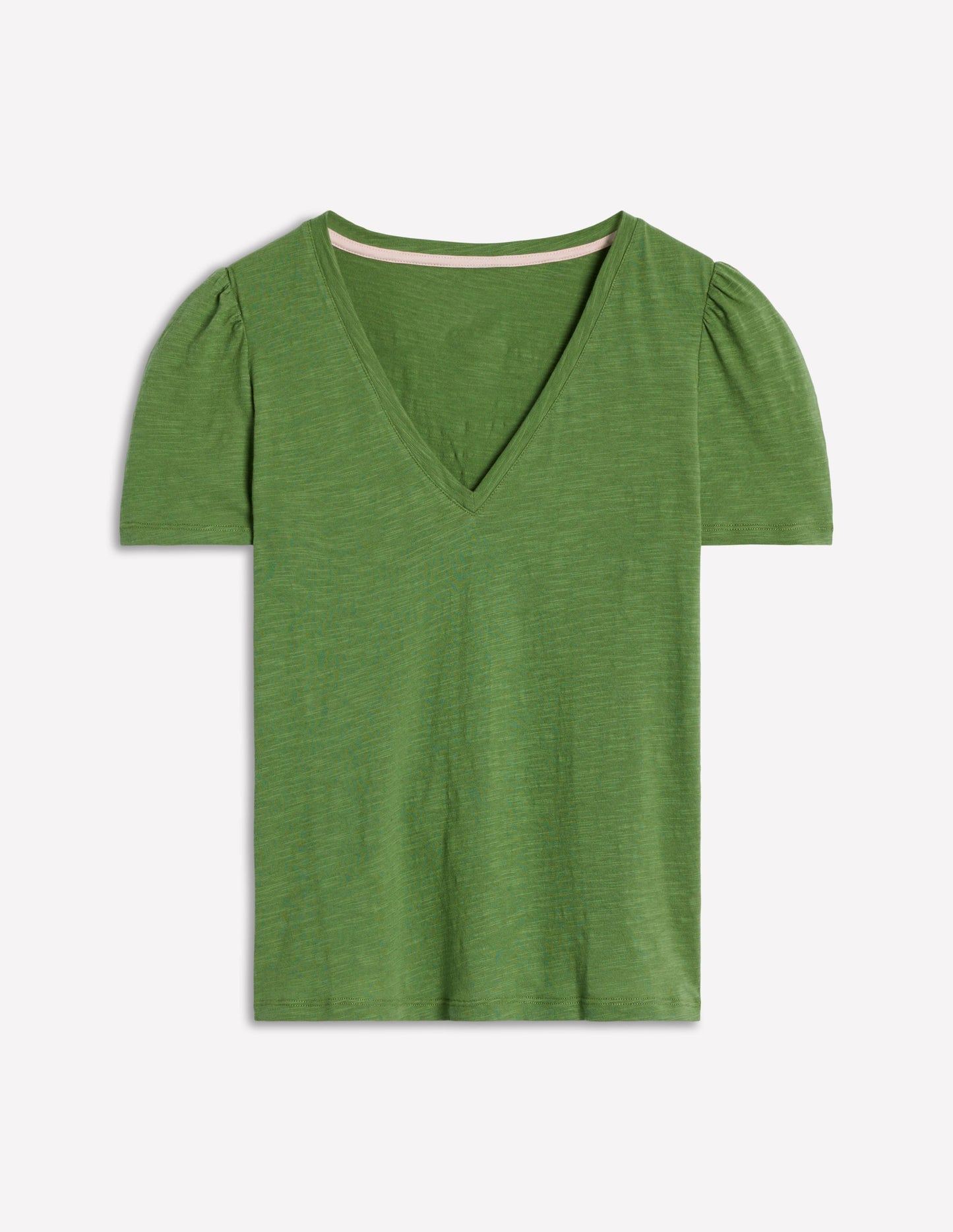 V Neck Slub T-shirt-Safari Green