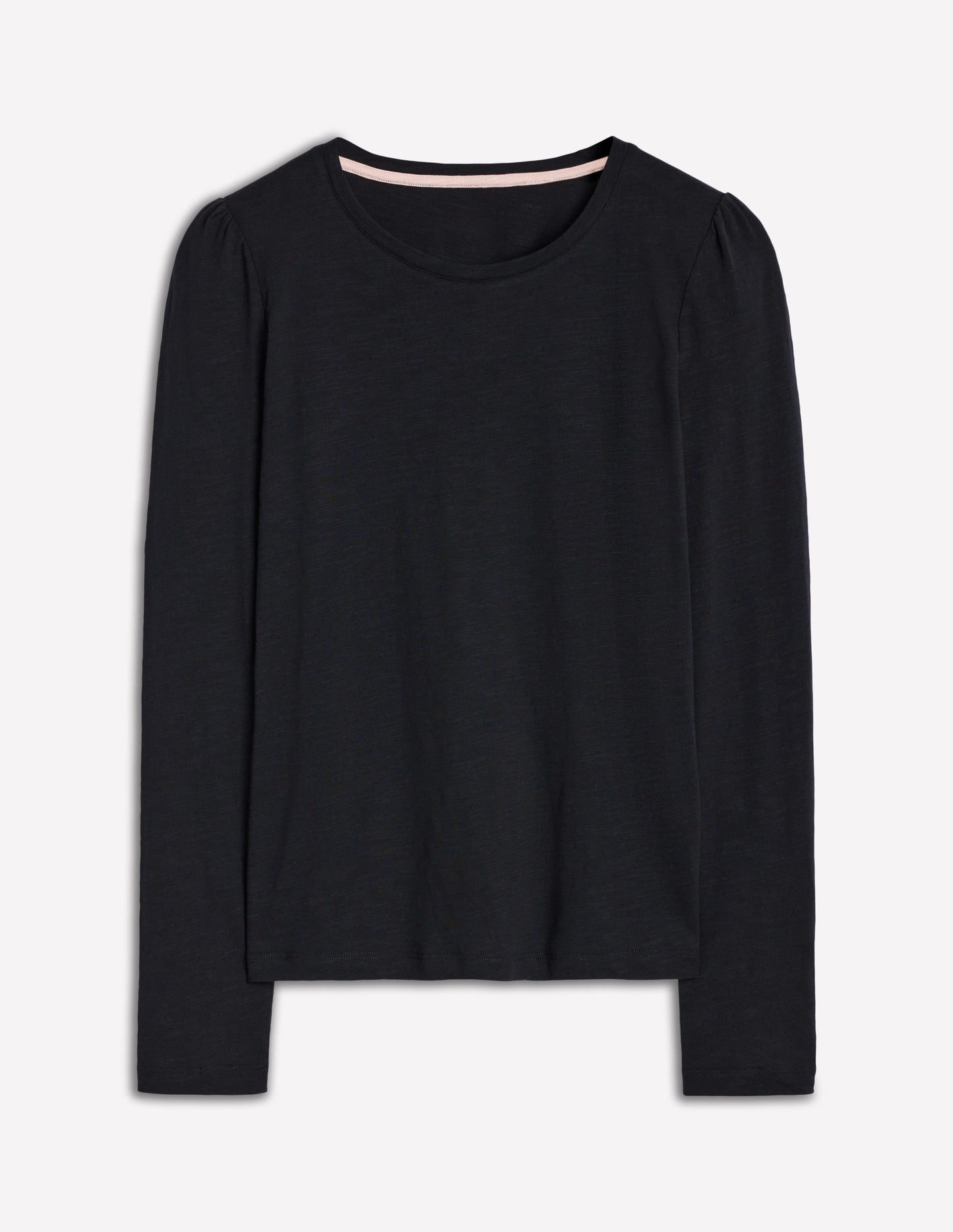 Cotton Crew Long Sleeve Top-Black