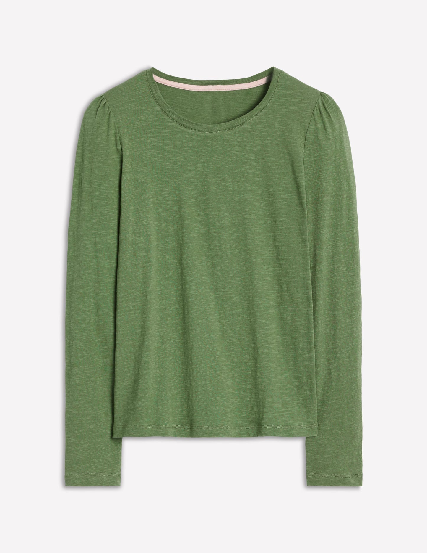 Cotton Crew Long Sleeve Top-Safari Green