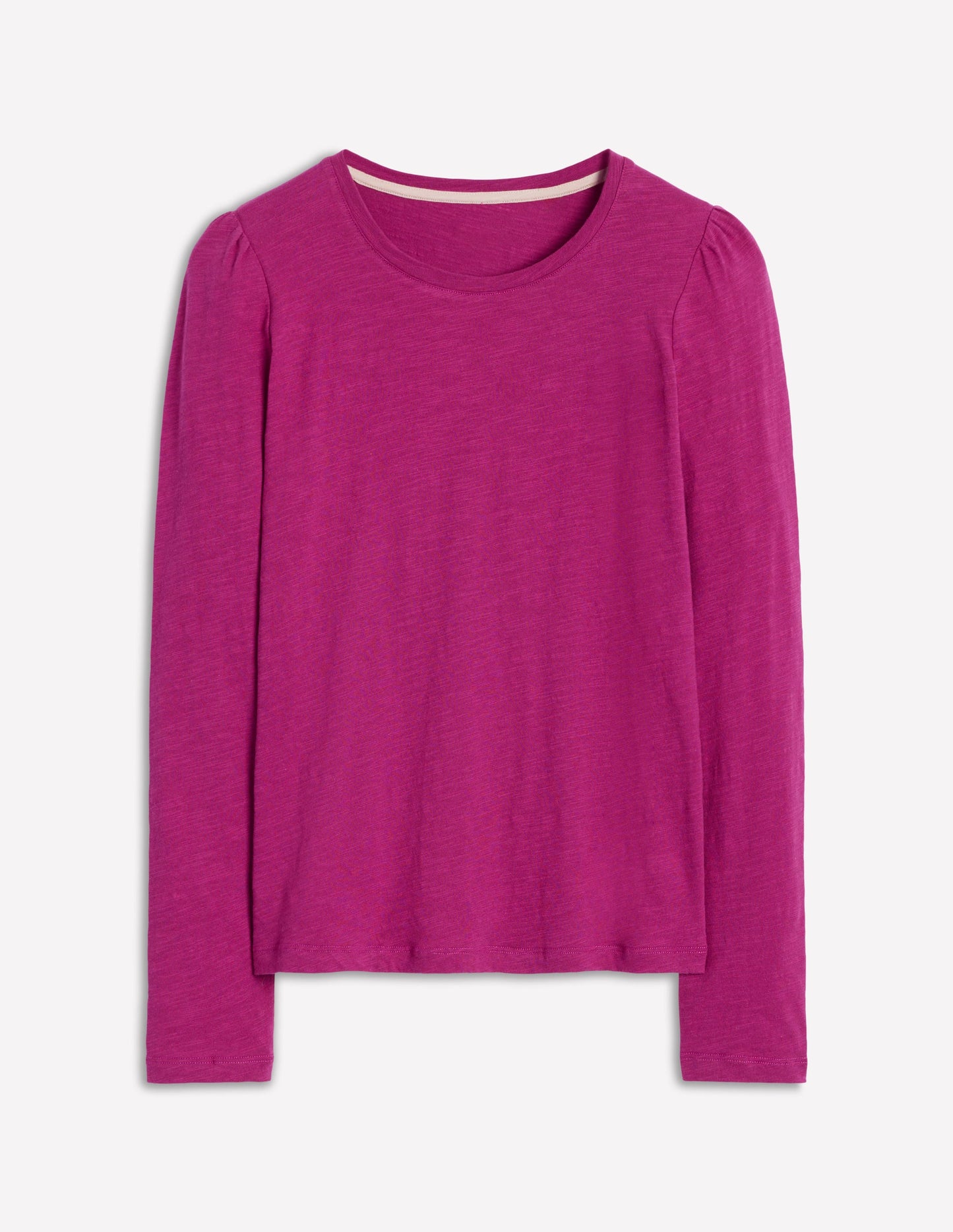 Cotton Crew Long Sleeve Top-Rich Magenta